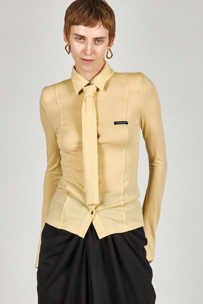 【プランク プロジェクト/PRANK PROJECT】のネクタイスリムシャツ / Necktie Slim Shirt 人気、トレンドファッション・服の通販 founy(ファニー) 　ファッション　Fashion　レディースファッション　Fashion for Women　トップス・カットソー　Cut & Sew Tops　シャツ・ブラウス・オフィスカジュアル　Elegant Blouses & Button-Ups　ロングTシャツ・Tシャツ　Longline T-Shirts & Tees　カットソー・ベーシックTシャツ　Cut-and-Sewn Tops / Stretch Tees & Basics　2025年　2025　2025-2026秋冬・A/W　Autumn/Winter 2025–26 AW25–26　なめらか　Smooth, Silky Texture　カットソー　Cut and Sewn Top　ストレッチ　Stretch, Stretchy Fabric　スリーブ　Sleeve, Long Sleeve / Short Sleeve　マニッシュ　Mannish, Boyish　ロング　Long, Long-Length　A/W・秋冬　Autumn/Winter　other-3|ID: prp329100004624648 ipo3291000000033639785