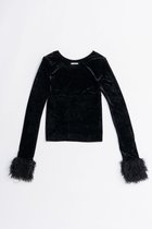 【プランク プロジェクト/PRANK PROJECT】のファースリーブベロアトップ / Fur Sleeve Velour Top BLK(ブラック)|ID: prp329100004624650 ipo3291000000033215999