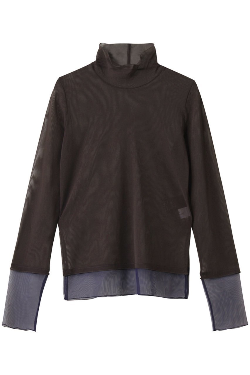 【ランバン オン ブルー/LANVIN en Bleu】のカラーポイントチュールタートル 人気、トレンドファッション・服の通販 founy(ファニー) 　ファッション　Fashion　レディースファッション　Fashion for Women　トップス・カットソー　Cut & Sew Tops　シャツ・ブラウス・オフィスカジュアル　Elegant Blouses & Button-Ups　ロングTシャツ・Tシャツ　Longline T-Shirts & Tees　カットソー・ベーシックTシャツ　Cut-and-Sewn Tops / Stretch Tees & Basics　2025年　2025　2025-2026秋冬・A/W　Autumn/Winter 2025–26 AW25–26　インナー　Innerwear　キャミソール　Camisole, Spaghetti Strap Top　スウェット / スエット　Sweatshirt, Sweatwear　スリーブ　Sleeve, Long Sleeve / Short Sleeve　タートル　Turtleneck, Turtle Collar　チュール　Tulip, Tulip Motif　ロング　Long, Long-Length　A/W・秋冬　Autumn/Winter　 other-1|ID: prp329100004624666 ipo3291000000033216132