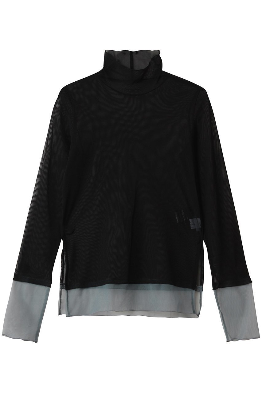 【ランバン オン ブルー/LANVIN en Bleu】のカラーポイントチュールタートル インテリア・キッズ・メンズ・レディースファッション・服の通販 founy(ファニー) 　ファッション　Fashion　レディースファッション　Fashion for Women　トップス・カットソー　Cut & Sew Tops　シャツ・ブラウス・オフィスカジュアル　Elegant Blouses & Button-Ups　ロングTシャツ・Tシャツ　Longline T-Shirts & Tees　カットソー・ベーシックTシャツ　Cut-and-Sewn Tops / Stretch Tees & Basics　2025年　2025　2025-2026秋冬・A/W　Autumn/Winter 2025–26 AW25–26　インナー　Innerwear　キャミソール　Camisole, Spaghetti Strap Top　スウェット / スエット　Sweatshirt, Sweatwear　スリーブ　Sleeve, Long Sleeve / Short Sleeve　タートル　Turtleneck, Turtle Collar　チュール　Tulip, Tulip Motif　ロング　Long, Long-Length　A/W・秋冬　Autumn/Winter　ブラック|ID: prp329100004624666 ipo3291000000033216135