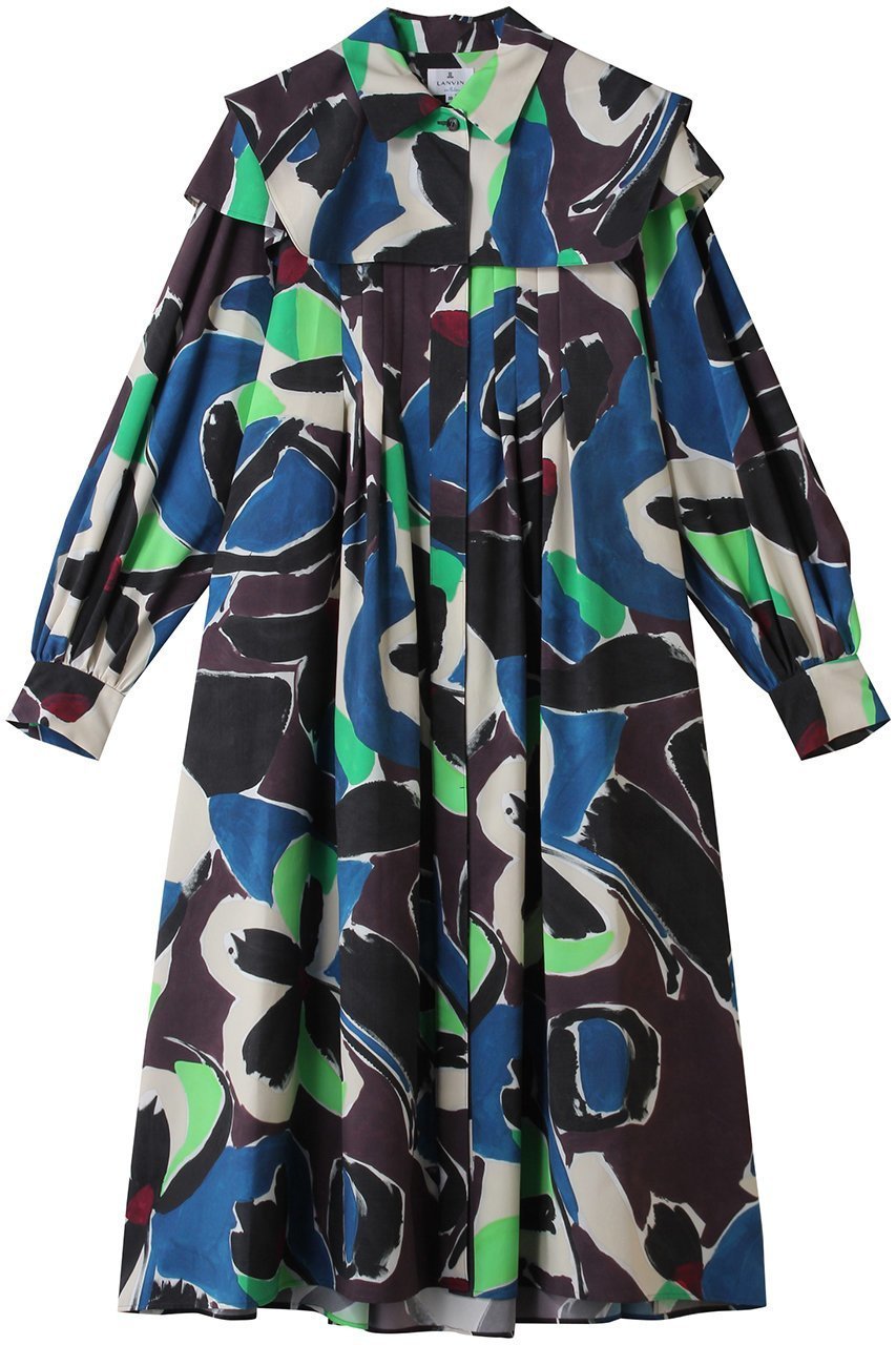 【ランバン オン ブルー/LANVIN en Bleu】のArt of Danceシャツワンピース インテリア・キッズ・メンズ・レディースファッション・服の通販 founy(ファニー) 　ファッション　Fashion　レディースファッション　Fashion for Women　ワンピース　Dresses　シャツワンピース / 1枚で着映えコーデ　Shirt Dresses　チュニック　Tunic Tops & Dresses　2025年　2025　2025-2026秋冬・A/W　Autumn/Winter 2025–26 AW25–26　チュニック　Tunic, Long Top　ドレープ　Drape, Draping Fabric　フラワー　Flower, Floral　フレア　Flare, Flared　プリント　Print, Printed Pattern　マニッシュ　Mannish, Boyish　モダン　Modern, Contemporary　ロング　Long, Long-Length　エレガント 上品　Elegant　A/W・秋冬　Autumn/Winter　ブルー|ID: prp329100004624675 ipo3291000000033216191