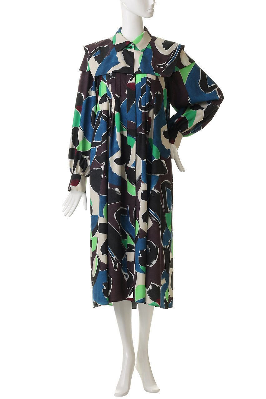【ランバン オン ブルー/LANVIN en Bleu】のArt of Danceシャツワンピース 人気、トレンドファッション・服の通販 founy(ファニー) 　ファッション　Fashion　レディースファッション　Fashion for Women　ワンピース　Dresses　シャツワンピース / 1枚で着映えコーデ　Shirt Dresses　チュニック　Tunic Tops & Dresses　2025年　2025　2025-2026秋冬・A/W　Autumn/Winter 2025–26 AW25–26　チュニック　Tunic, Long Top　ドレープ　Drape, Draping Fabric　フラワー　Flower, Floral　フレア　Flare, Flared　プリント　Print, Printed Pattern　マニッシュ　Mannish, Boyish　モダン　Modern, Contemporary　ロング　Long, Long-Length　エレガント 上品　Elegant　A/W・秋冬　Autumn/Winter　other-2|ID: prp329100004624675 ipo3291000000033216192