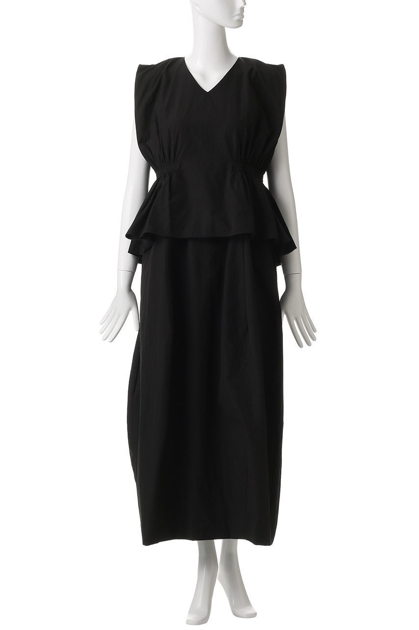 【マノフ/MANOF】のGATHER WAIST COCOON ONE PIECE ワンピース 人気、トレンドファッション・服の通販 founy(ファニー) 　ファッション　Fashion　レディースファッション　Fashion for Women　ワンピース　Dresses　チュニック　Tunic Tops & Dresses　2025年　2025　2025-2026秋冬・A/W　Autumn/Winter 2025–26 AW25–26　ギャザー　Gathered, Ruffled　チュニック　Tunic, Long Top　ドッキング　Docking, Mixed Material　ノースリーブ　Sleeveless, No-Sleeve　フェミニン　Feminine, Girly　ロング　Long, Long-Length　A/W・秋冬　Autumn/Winter　other-2|ID: prp329100004624677 ipo3291000000033216212
