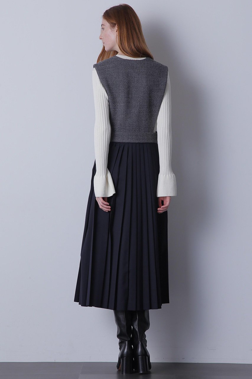 【ヒューエルミュージアム/hueLe Museum】の【STUMBLY】Back Pleated Dress 人気、トレンドファッション・服の通販 founy(ファニー) 　ファッション　Fashion　レディースファッション　Fashion for Women　ワンピース　Dresses　フォーマル・パーティードレス・結婚式用ドレス　Elegant & Casual Dresses　チュニック　Tunic Tops & Dresses　チュニック　Tunic, Long Top　ツイード　Twill, Twill Weave　プリーツ　Pleats, Pleated　無地　Plain, Solid Color　other-4|ID: prp329100004624679 ipo3291000000033216243