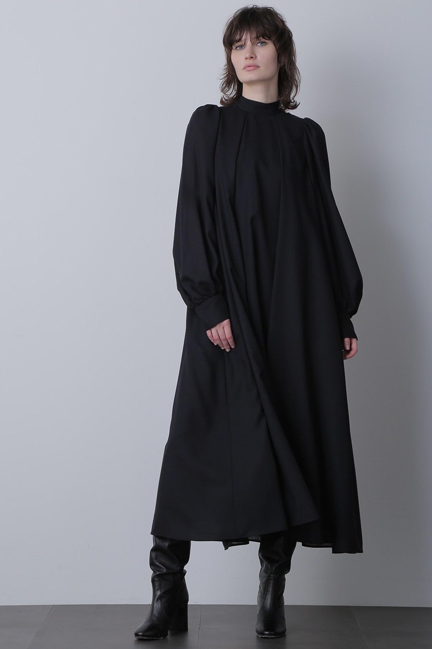 【ヒューエルミュージアム/hueLe Museum】の【STUMBLY】Back Ribbon Dress インテリア・キッズ・メンズ・レディースファッション・服の通販 founy(ファニー) 　ファッション　Fashion　レディースファッション　Fashion for Women　ワンピース　Dresses　フォーマル・パーティードレス・結婚式用ドレス　Elegant & Casual Dresses　チュニック　Tunic Tops & Dresses　スタンド　Stand Collar, Upright Stand　チュニック　Tunic, Long Top　ドレス　Dress, One-Piece　ドレープ　Drape, Draping Fabric　リボン　Ribbon, Bow　ロング　Long, Long-Length　ネイビー|ID: prp329100004624680 ipo3291000000033216250