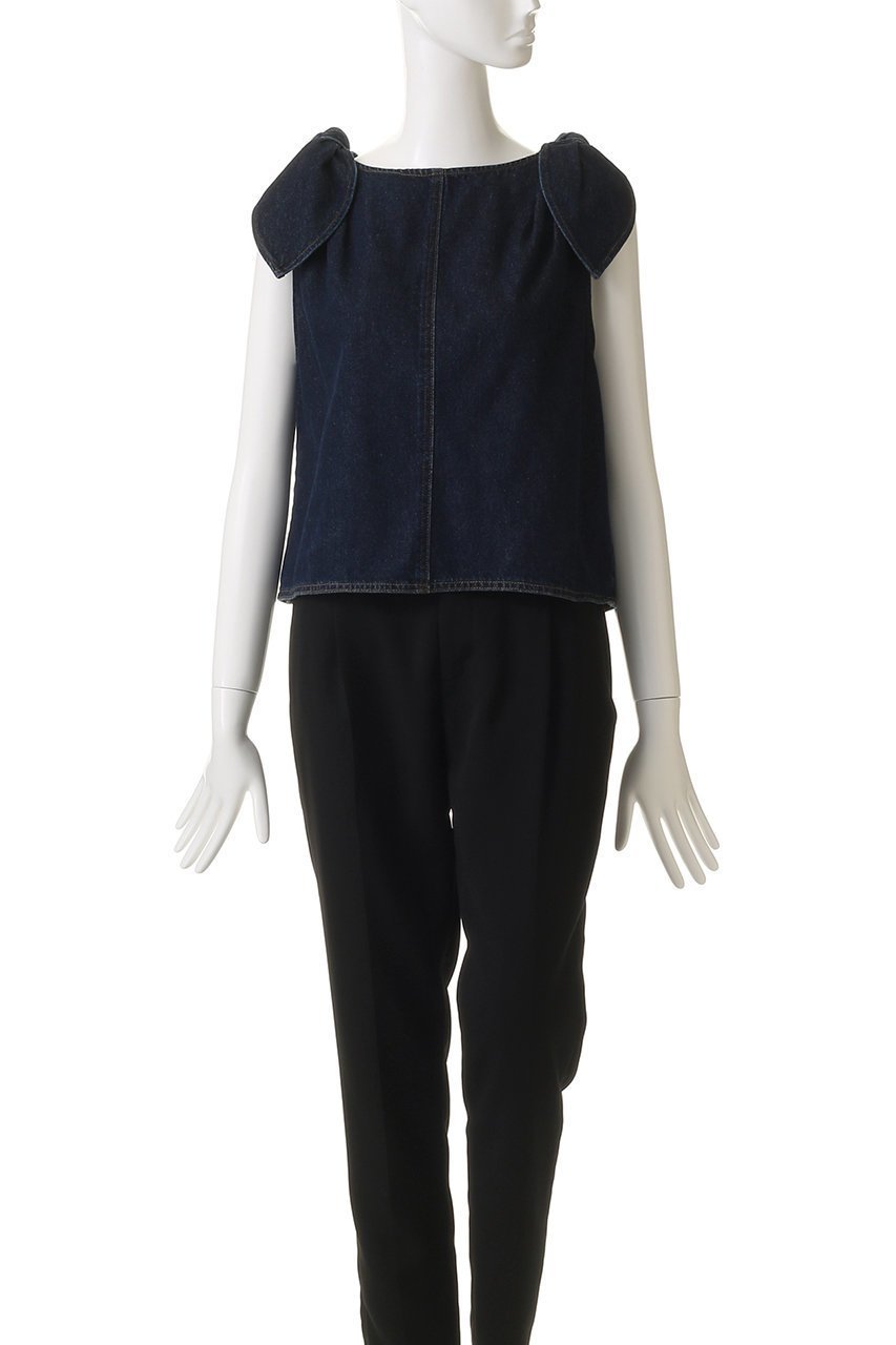 【ランバン オン ブルー/LANVIN en Bleu】のショルダーリボンデニムブラウス 人気、トレンドファッション・服の通販 founy(ファニー) 　ファッション　Fashion　レディースファッション　Fashion for Women　トップス・カットソー　Cut & Sew Tops　キャミソール&ノースリーブ　Camisoles & Sleeveless Tops　シャツ・ブラウス・オフィスカジュアル　Elegant Blouses & Button-Ups　2025年　2025　2025-2026秋冬・A/W　Autumn/Winter 2025–26 AW25–26　ショルダー　Shoulder, Shoulder Strap　ショート　Short, Short Length　デニム　Denim, Jeans Material　ノースリーブ　Sleeveless, No-Sleeve　ボックス　Boxy, Box Shape　ボトム　Bottoms, Lower Wear　リボン　Ribbon, Bow　A/W・秋冬　Autumn/Winter　other-2|ID: prp329100004624688 ipo3291000000033216317