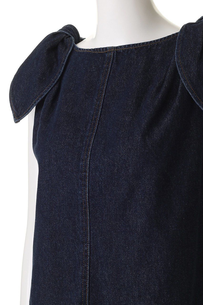 【ランバン オン ブルー/LANVIN en Bleu】のショルダーリボンデニムブラウス 人気、トレンドファッション・服の通販 founy(ファニー) 　ファッション　Fashion　レディースファッション　Fashion for Women　トップス・カットソー　Cut & Sew Tops　キャミソール&ノースリーブ　Camisoles & Sleeveless Tops　シャツ・ブラウス・オフィスカジュアル　Elegant Blouses & Button-Ups　2025年　2025　2025-2026秋冬・A/W　Autumn/Winter 2025–26 AW25–26　ショルダー　Shoulder, Shoulder Strap　ショート　Short, Short Length　デニム　Denim, Jeans Material　ノースリーブ　Sleeveless, No-Sleeve　ボックス　Boxy, Box Shape　ボトム　Bottoms, Lower Wear　リボン　Ribbon, Bow　A/W・秋冬　Autumn/Winter　other-5|ID: prp329100004624688 ipo3291000000033216320