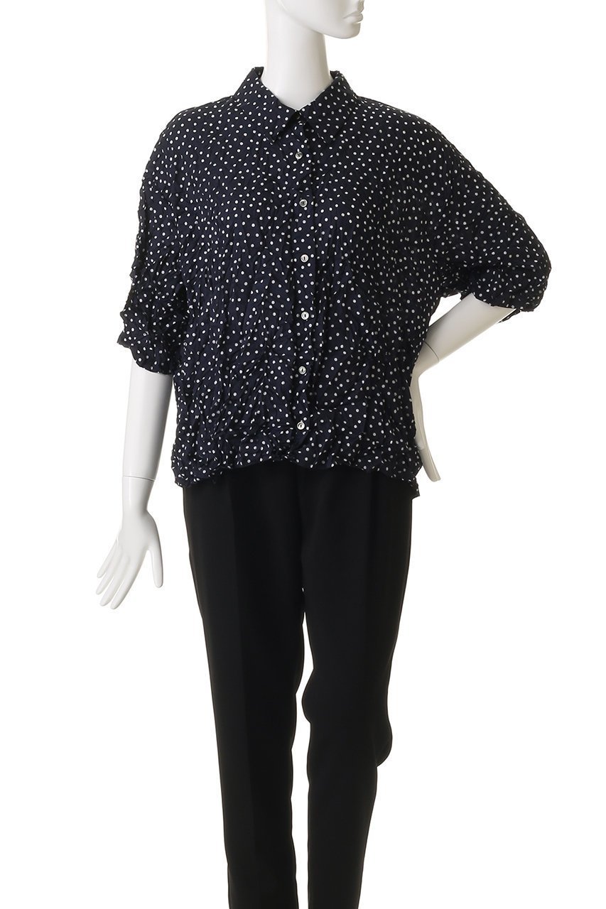 【ミズイロ インド/mizuiro ind】のdots print catch washer shirt シャツ 人気、トレンドファッション・服の通販 founy(ファニー) 　ファッション　Fashion　レディースファッション　Fashion for Women　トップス・カットソー　Cut & Sew Tops　シャツ・ブラウス・オフィスカジュアル　Elegant Blouses & Button-Ups　ショート　Short, Short Length　スラックス　Slacks, Dress Pants　スリーブ　Sleeve, Long Sleeve / Short Sleeve　ダウン　Down, Puffer　デニム　Denim, Jeans Material　ドット　Polka Dot, Dot Pattern　ボトム　Bottoms, Lower Wear　ワッシャー　Washer, Crinkled Finish　エレガント 上品　Elegant　新作・新入荷　New Arrivals / New In　other-2|ID: prp329100004624691 ipo3291000000033216344