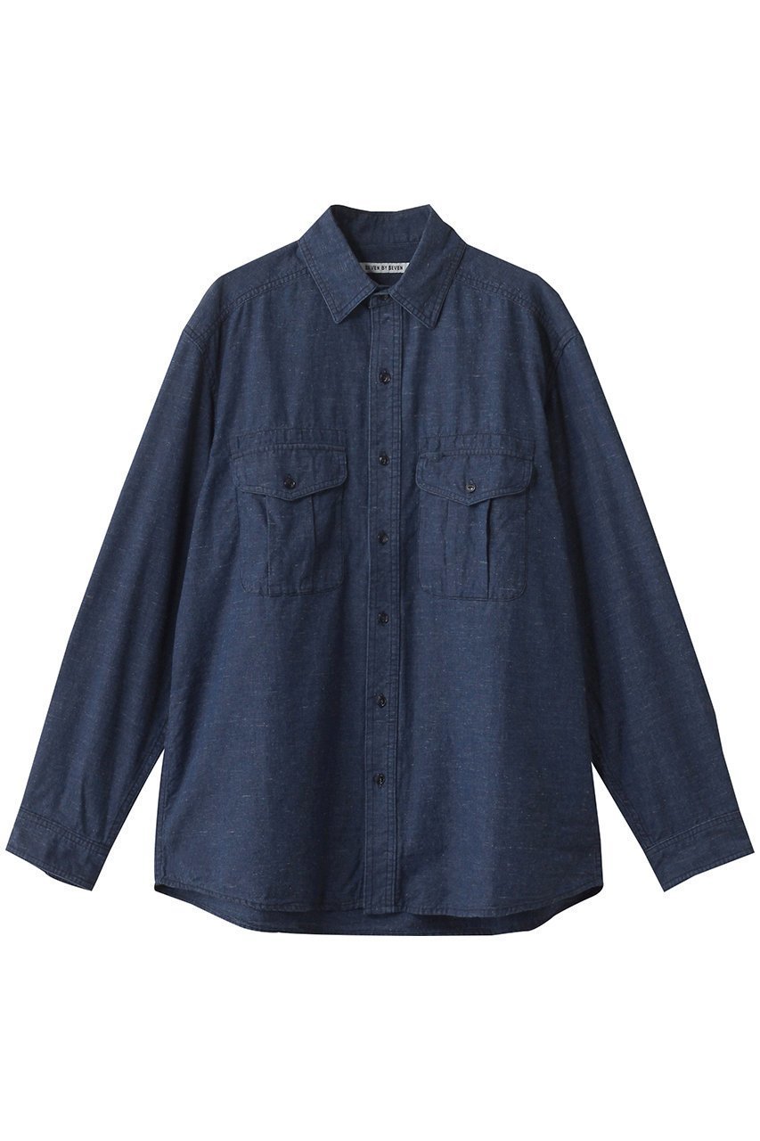【セブン バイ セブン/SEVEN BY SEVEN / MEN】の【MEN】CHAMBRAY ワーク シャツ インテリア・キッズ・メンズ・レディースファッション・服の通販 founy(ファニー) 　ファッション　Fashion　メンズファッション　Fashion for Men　シャンブレー　Chambray, Denim-Like Fabric　スリーブ　Sleeve, Long Sleeve / Short Sleeve　バランス　Balance, Style Balance　ロング　Long, Long-Length　ワーク　Workwear, Utility Style　羽織　Haori, Light Jacket　ダークインディゴ|ID: prp329100004624693 ipo3291000000035562160