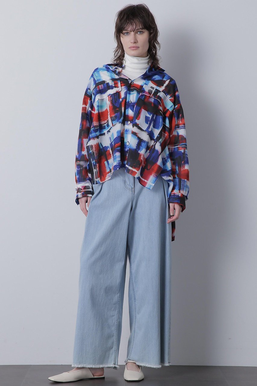 【ヒューエルミュージアム/hueLe Museum】の【STUMBLY】Art Check Print Shirts 人気、トレンドファッション・服の通販 founy(ファニー) 　ファッション　Fashion　レディースファッション　Fashion for Women　トップス・カットソー　Cut & Sew Tops　シャツ・ブラウス・オフィスカジュアル　Elegant Blouses & Button-Ups　ロングTシャツ・Tシャツ　Longline T-Shirts & Tees　スリーブ　Sleeve, Long Sleeve / Short Sleeve　チェック　Check, Plaid, Tartan　プリント　Print, Printed Pattern　ミリタリー　Military, Army Style　ロング　Long, Long-Length　other-3|ID: prp329100004624696 ipo3291000000033216383