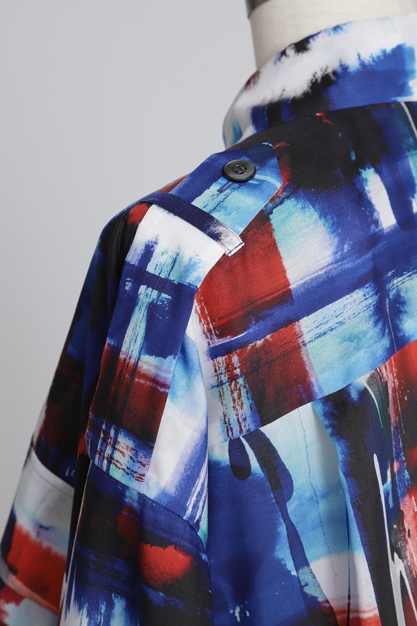 【ヒューエルミュージアム/hueLe Museum】の【STUMBLY】Art Check Print Shirts 人気、トレンドファッション・服の通販 founy(ファニー) 　ファッション　Fashion　レディースファッション　Fashion for Women　トップス・カットソー　Cut & Sew Tops　シャツ・ブラウス・オフィスカジュアル　Elegant Blouses & Button-Ups　ロングTシャツ・Tシャツ　Longline T-Shirts & Tees　スリーブ　Sleeve, Long Sleeve / Short Sleeve　チェック　Check, Plaid, Tartan　プリント　Print, Printed Pattern　ミリタリー　Military, Army Style　ロング　Long, Long-Length　other-6|ID: prp329100004624696 ipo3291000000033216386
