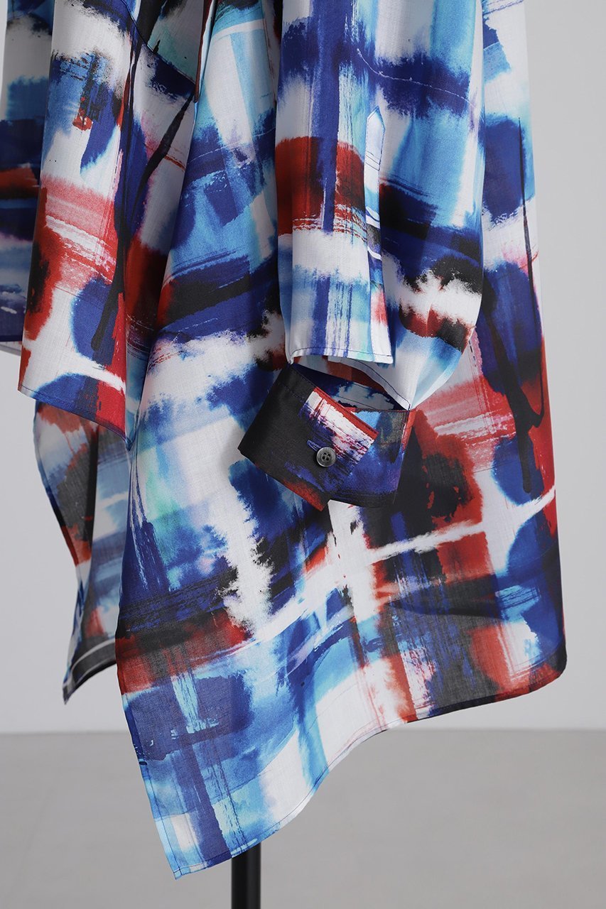 【ヒューエルミュージアム/hueLe Museum】の【STUMBLY】Art Check Print Shirts 人気、トレンドファッション・服の通販 founy(ファニー) 　ファッション　Fashion　レディースファッション　Fashion for Women　トップス・カットソー　Cut & Sew Tops　シャツ・ブラウス・オフィスカジュアル　Elegant Blouses & Button-Ups　ロングTシャツ・Tシャツ　Longline T-Shirts & Tees　スリーブ　Sleeve, Long Sleeve / Short Sleeve　チェック　Check, Plaid, Tartan　プリント　Print, Printed Pattern　ミリタリー　Military, Army Style　ロング　Long, Long-Length　other-7|ID: prp329100004624696 ipo3291000000033216387