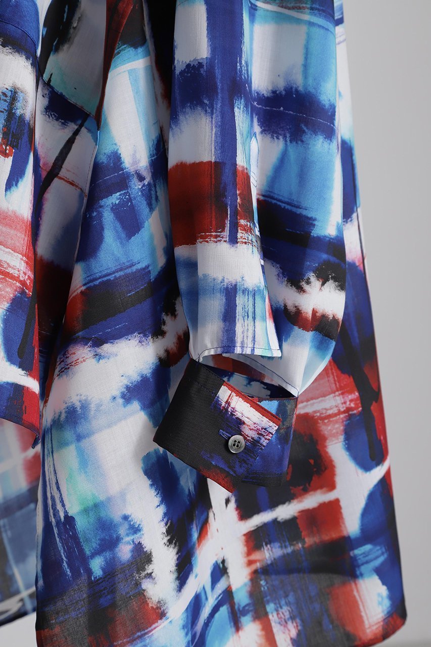 【ヒューエルミュージアム/hueLe Museum】の【STUMBLY】Art Check Print Shirts 人気、トレンドファッション・服の通販 founy(ファニー) 　ファッション　Fashion　レディースファッション　Fashion for Women　トップス・カットソー　Cut & Sew Tops　シャツ・ブラウス・オフィスカジュアル　Elegant Blouses & Button-Ups　ロングTシャツ・Tシャツ　Longline T-Shirts & Tees　スリーブ　Sleeve, Long Sleeve / Short Sleeve　チェック　Check, Plaid, Tartan　プリント　Print, Printed Pattern　ミリタリー　Military, Army Style　ロング　Long, Long-Length　other-8|ID: prp329100004624696 ipo3291000000033216388
