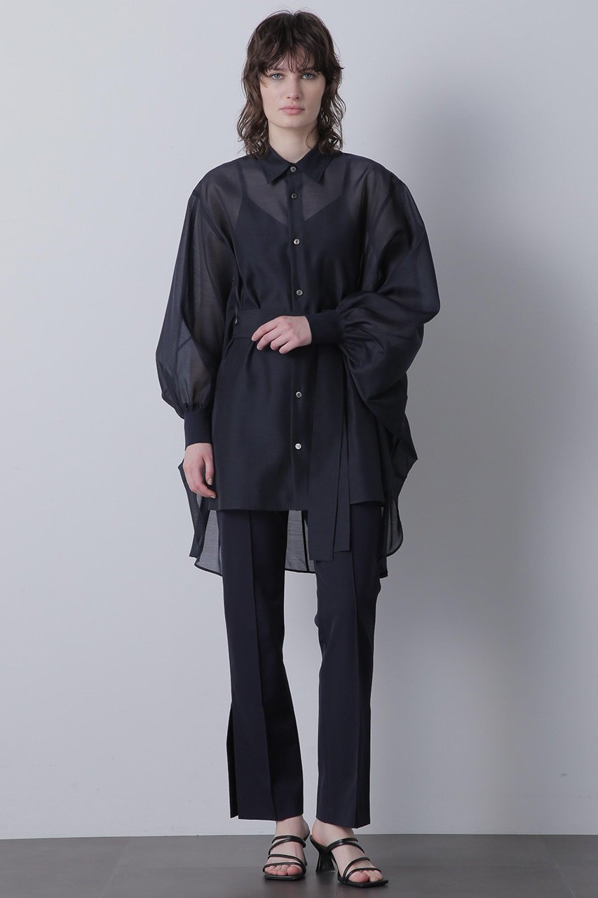 【ヒューエルミュージアム/hueLe Museum】の【STUMBLY】Bellted Big Silhouette BL 人気、トレンドファッション・服の通販 founy(ファニー) 　ファッション　Fashion　レディースファッション　Fashion for Women　トップス・カットソー　Cut & Sew Tops　シャツ・ブラウス・オフィスカジュアル　Elegant Blouses & Button-Ups　シンプル　Simple, Minimal　スリーブ　Sleeve, Long Sleeve / Short Sleeve　ポンチョ　Poncho, Cape Style　リボン　Ribbon, Bow　ロング　Long, Long-Length　other-3|ID: prp329100004624697 ipo3291000000033216394