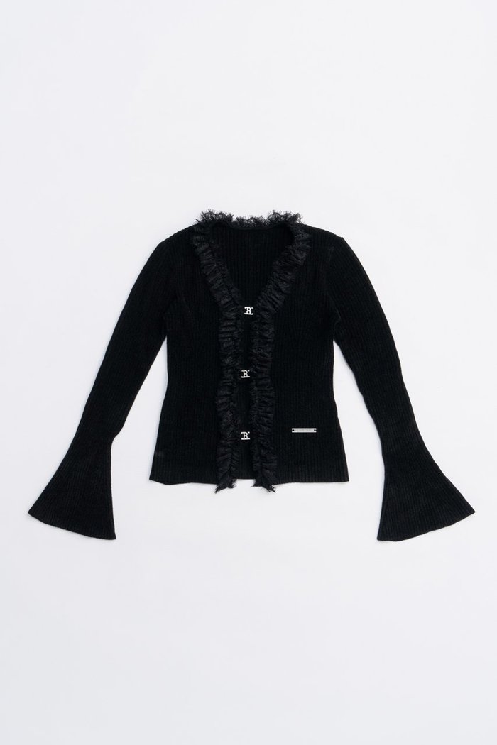 【プランク プロジェクト/PRANK PROJECT】のレーストリムニットカーディガン / Lace Trim Knit Cardigan インテリア・キッズ・メンズ・レディースファッション・服の通販 founy(ファニー) https://founy.com/ ファッション Fashion レディースファッション Fashion for Women トップス・カットソー Cut & Sew Tops ニット Knit Tops & Sweaters カーディガン・羽織り Layered Style Cardigans 2025年 2025 2025-2026秋冬・A/W Autumn/Winter 2025–26 AW25–26 おすすめ Recommended / Our Picks カーディガン Cardigan, Knitwear スラックス Slacks, Dress Pants チャーム Charm, Pendant フィット Fit, Slim Fit フレアースリーブ Flared Sleeve, Bell Sleeve フロント Front, Front Design ベロア Velour, Soft Velvet ボトム Bottoms, Lower Wear レース Lace, Lace Fabric ワイド Wide, Wide Fit エレガント 上品 Elegant A/W・秋冬 Autumn/Winter |ID: prp329100004624711 ipo3291000000033216559