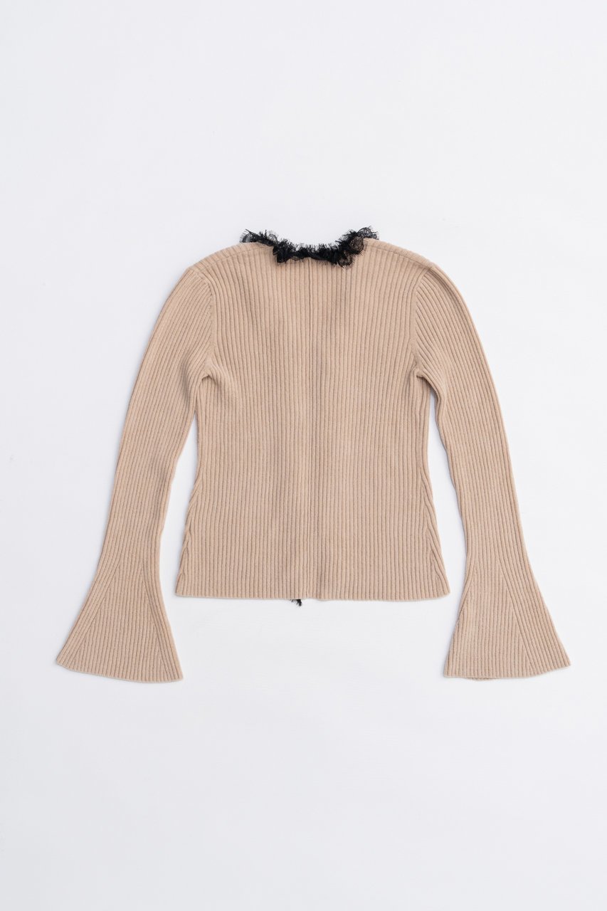 【プランク プロジェクト/PRANK PROJECT】のレーストリムニットカーディガン / Lace Trim Knit Cardigan 人気、トレンドファッション・服の通販 founy(ファニー) 　ファッション　Fashion　レディースファッション　Fashion for Women　トップス・カットソー　Cut & Sew Tops　ニット　Knit Tops & Sweaters　カーディガン・羽織り　Layered Style Cardigans　2025年　2025　2025-2026秋冬・A/W　Autumn/Winter 2025–26 AW25–26　おすすめ　Recommended / Our Picks　カーディガン　Cardigan, Knitwear　スラックス　Slacks, Dress Pants　チャーム　Charm, Pendant　フィット　Fit, Slim Fit　フレアースリーブ　Flared Sleeve, Bell Sleeve　フロント　Front, Front Design　ベロア　Velour, Soft Velvet　ボトム　Bottoms, Lower Wear　レース　Lace, Lace Fabric　ワイド　Wide, Wide Fit　エレガント 上品　Elegant　A/W・秋冬　Autumn/Winter　other-5|ID: prp329100004624711 ipo3291000000033216565
