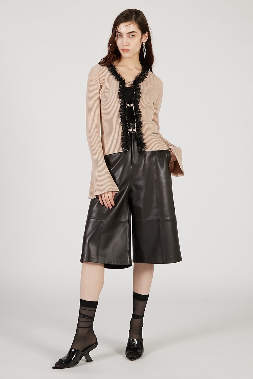 【プランク プロジェクト/PRANK PROJECT】のレーストリムニットカーディガン / Lace Trim Knit Cardigan 人気、トレンドファッション・服の通販 founy(ファニー) 　ファッション　Fashion　レディースファッション　Fashion for Women　トップス・カットソー　Cut & Sew Tops　ニット　Knit Tops & Sweaters　カーディガン・羽織り　Layered Style Cardigans　2025年　2025　2025-2026秋冬・A/W　Autumn/Winter 2025–26 AW25–26　おすすめ　Recommended / Our Picks　カーディガン　Cardigan, Knitwear　スラックス　Slacks, Dress Pants　チャーム　Charm, Pendant　フィット　Fit, Slim Fit　フレアースリーブ　Flared Sleeve, Bell Sleeve　フロント　Front, Front Design　ベロア　Velour, Soft Velvet　ボトム　Bottoms, Lower Wear　レース　Lace, Lace Fabric　ワイド　Wide, Wide Fit　エレガント 上品　Elegant　A/W・秋冬　Autumn/Winter　other-8|ID: prp329100004624711 ipo3291000000033216568