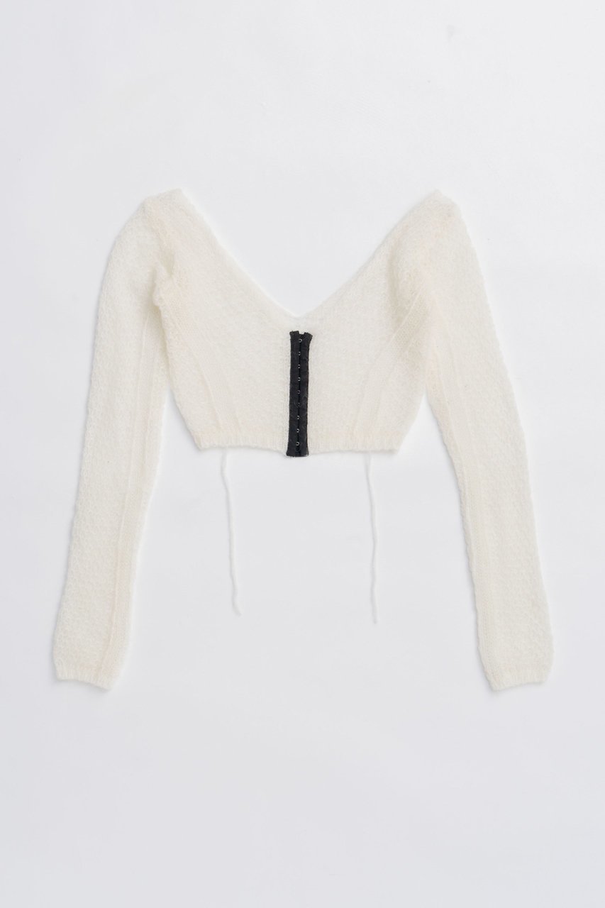 【プランク プロジェクト/PRANK PROJECT】のモヘアメッシュショートカーデ / Mohair Mesh Short Cardigan インテリア・キッズ・メンズ・レディースファッション・服の通販 founy(ファニー) 　ファッション　Fashion　レディースファッション　Fashion for Women　トップス・カットソー　Cut & Sew Tops　ニット　Knit Tops & Sweaters　カーディガン・羽織り　Layered Style Cardigans　2025年　2025　2025-2026秋冬・A/W　Autumn/Winter 2025–26 AW25–26　カーディガン　Cardigan, Knitwear　ショート　Short, Short Length　フロント　Front, Front Design　ボトム　Bottoms, Lower Wear　メタル　Metal, Metal Parts　メッシュ　Mesh, Net Fabric　A/W・秋冬　Autumn/Winter　WHT(ホワイト)|ID: prp329100004624712 ipo3291000000033216571