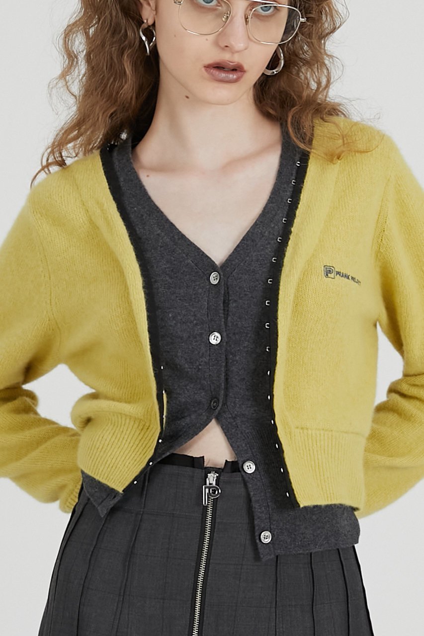 【プランク プロジェクト/PRANK PROJECT】のVネックレイヤードカーデ / V-Neck Layered Cardigan 人気、トレンドファッション・服の通販 founy(ファニー) 　ファッション　Fashion　レディースファッション　Fashion for Women　トップス・カットソー　Cut & Sew Tops　ニット　Knit Tops & Sweaters　カーディガン・羽織り　Layered Style Cardigans　Vネックトップス　V-Neck Tops / V-Cut Neckline Shirts　2025年　2025　2025-2026秋冬・A/W　Autumn/Winter 2025–26 AW25–26　カーディガン　Cardigan, Knitwear　シンプル　Simple, Minimal　ドッキング　Docking, Mixed Material　フィット　Fit, Slim Fit　A/W・秋冬　Autumn/Winter　other-7|ID: prp329100004624713 ipo3291000000033216588