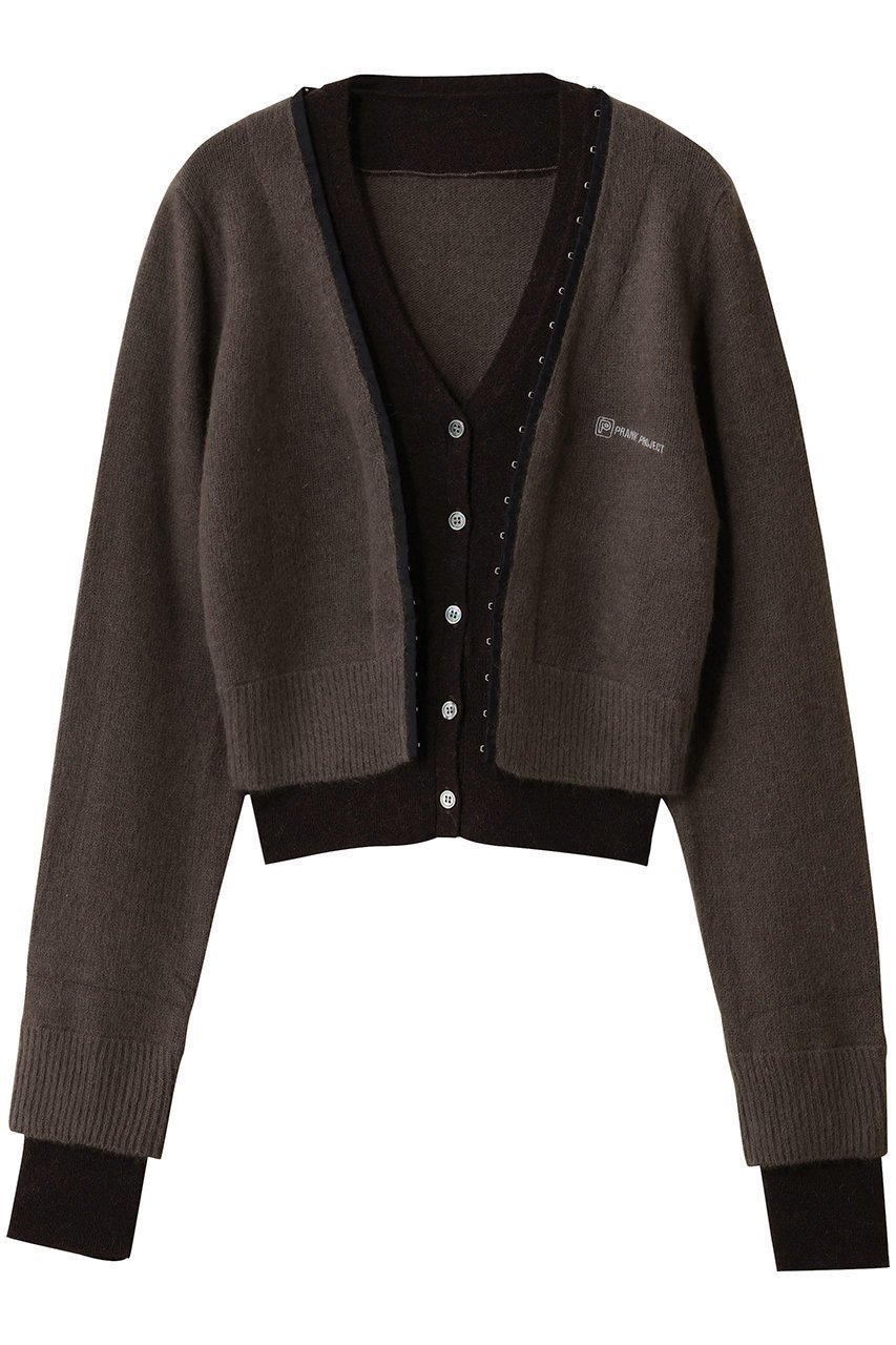 【プランク プロジェクト/PRANK PROJECT】のVネックレイヤードカーデ / V-Neck Layered Cardigan インテリア・キッズ・メンズ・レディースファッション・服の通販 founy(ファニー)  ファッション Fashion レディースファッション Fashion for Women トップス・カットソー Cut & Sew Tops ニット Knit Tops & Sweaters カーディガン・羽織り Layered Style Cardigans Vネックトップス V-Neck Tops / V-Cut Neckline Shirts カーディガン Cardigan, Knitwear シンプル Simple, Minimal ドッキング Docking, Mixed Material フィット Fit, Slim Fit BRN(ブラウン)|ID: prp329100004624713 ipo3291000000033948910