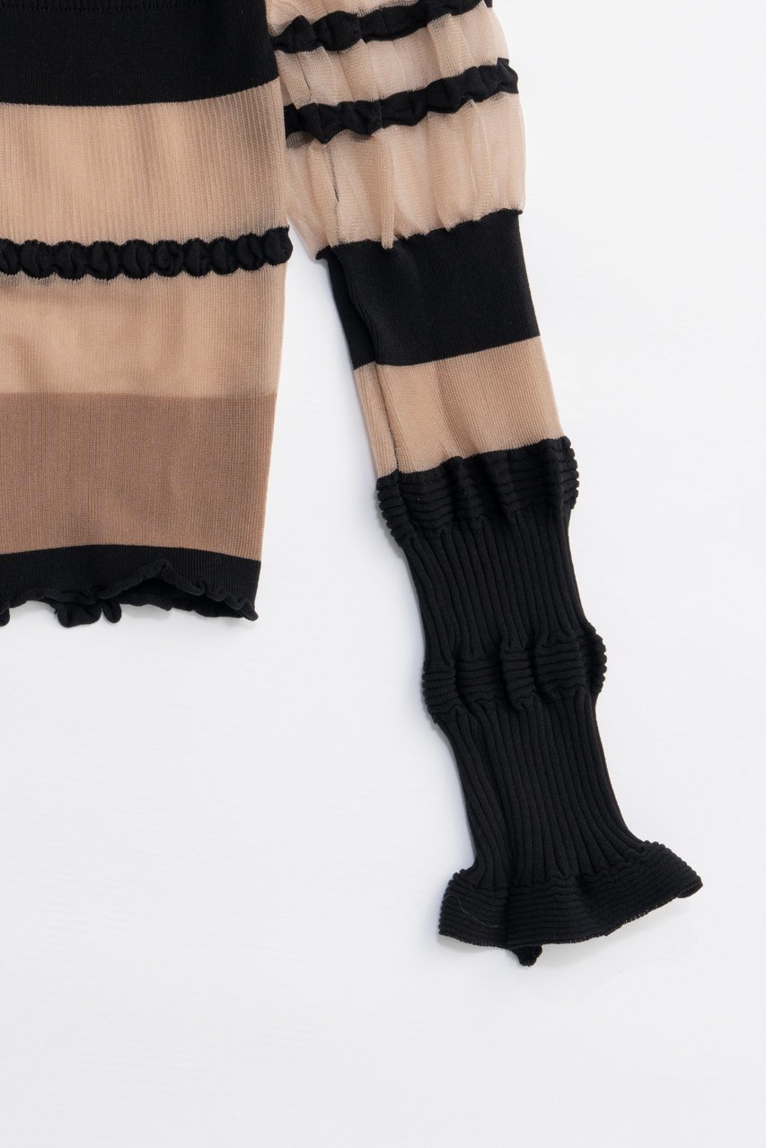 【プランク プロジェクト/PRANK PROJECT】のコントラストボーダーニットトップ / Contrast Border Knit Top 人気、トレンドファッション・服の通販 founy(ファニー) 　ファッション　Fashion　レディースファッション　Fashion for Women　トップス・カットソー　Cut & Sew Tops　ニット　Knit Tops & Sweaters　カジュアルプルオーバー・ニットトップス　Pullovers & Knit Tops / Casual Pullovers　2025年　2025　2025-2026秋冬・A/W　Autumn/Winter 2025–26 AW25–26　ギャザー　Gathered, Ruffled　シアー　Sheer, See-Through　A/W・秋冬　Autumn/Winter　羽織　Haori, Light Jacket　other-2|ID: prp329100004624714 ipo3291000000033216592