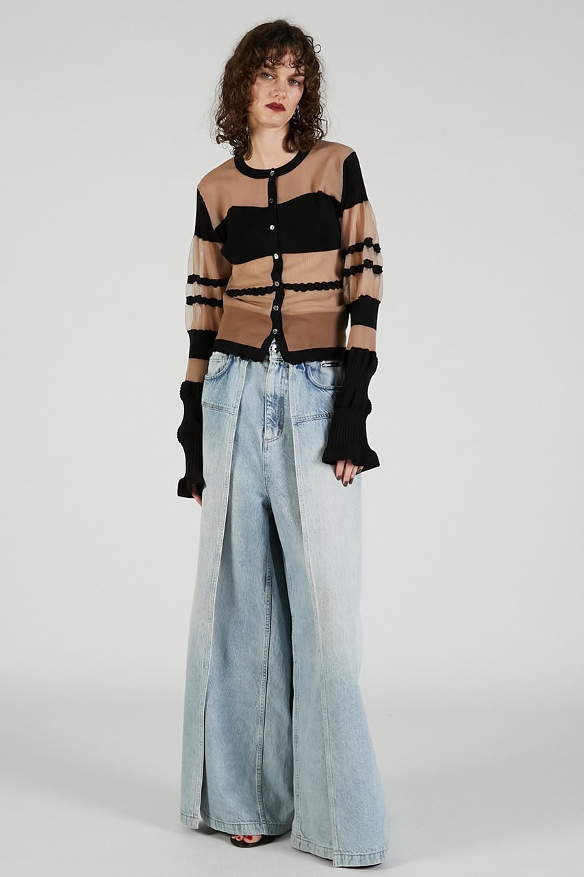 【プランク プロジェクト/PRANK PROJECT】のコントラストボーダーニットトップ / Contrast Border Knit Top 人気、トレンドファッション・服の通販 founy(ファニー) 　ファッション　Fashion　レディースファッション　Fashion for Women　トップス・カットソー　Cut & Sew Tops　ニット　Knit Tops & Sweaters　カジュアルプルオーバー・ニットトップス　Pullovers & Knit Tops / Casual Pullovers　2025年　2025　2025-2026秋冬・A/W　Autumn/Winter 2025–26 AW25–26　ギャザー　Gathered, Ruffled　シアー　Sheer, See-Through　A/W・秋冬　Autumn/Winter　羽織　Haori, Light Jacket　other-5|ID: prp329100004624714 ipo3291000000033216595