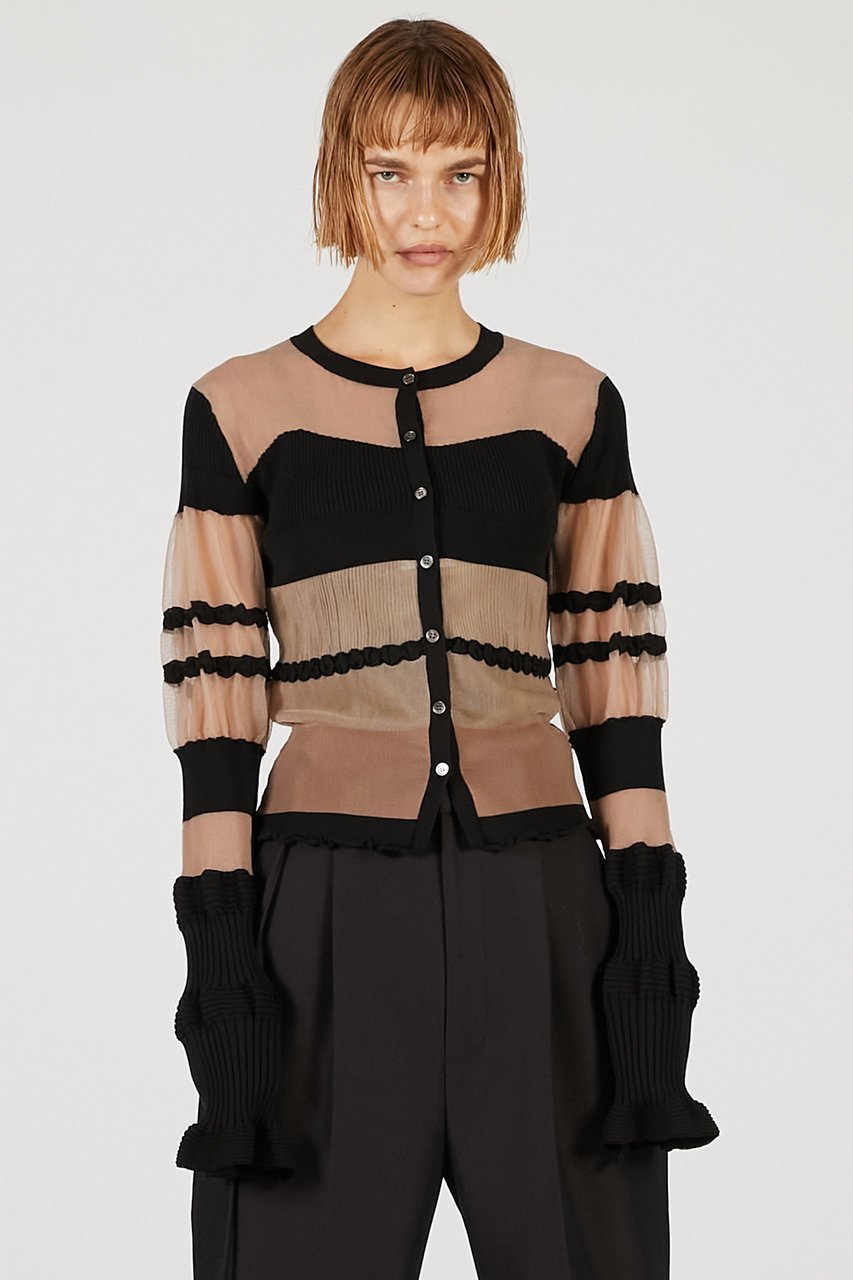 【プランク プロジェクト/PRANK PROJECT】のコントラストボーダーニットトップ / Contrast Border Knit Top 人気、トレンドファッション・服の通販 founy(ファニー) 　ファッション　Fashion　レディースファッション　Fashion for Women　トップス・カットソー　Cut & Sew Tops　ニット　Knit Tops & Sweaters　カジュアルプルオーバー・ニットトップス　Pullovers & Knit Tops / Casual Pullovers　2025年　2025　2025-2026秋冬・A/W　Autumn/Winter 2025–26 AW25–26　ギャザー　Gathered, Ruffled　シアー　Sheer, See-Through　A/W・秋冬　Autumn/Winter　羽織　Haori, Light Jacket　other-7|ID: prp329100004624714 ipo3291000000033216597