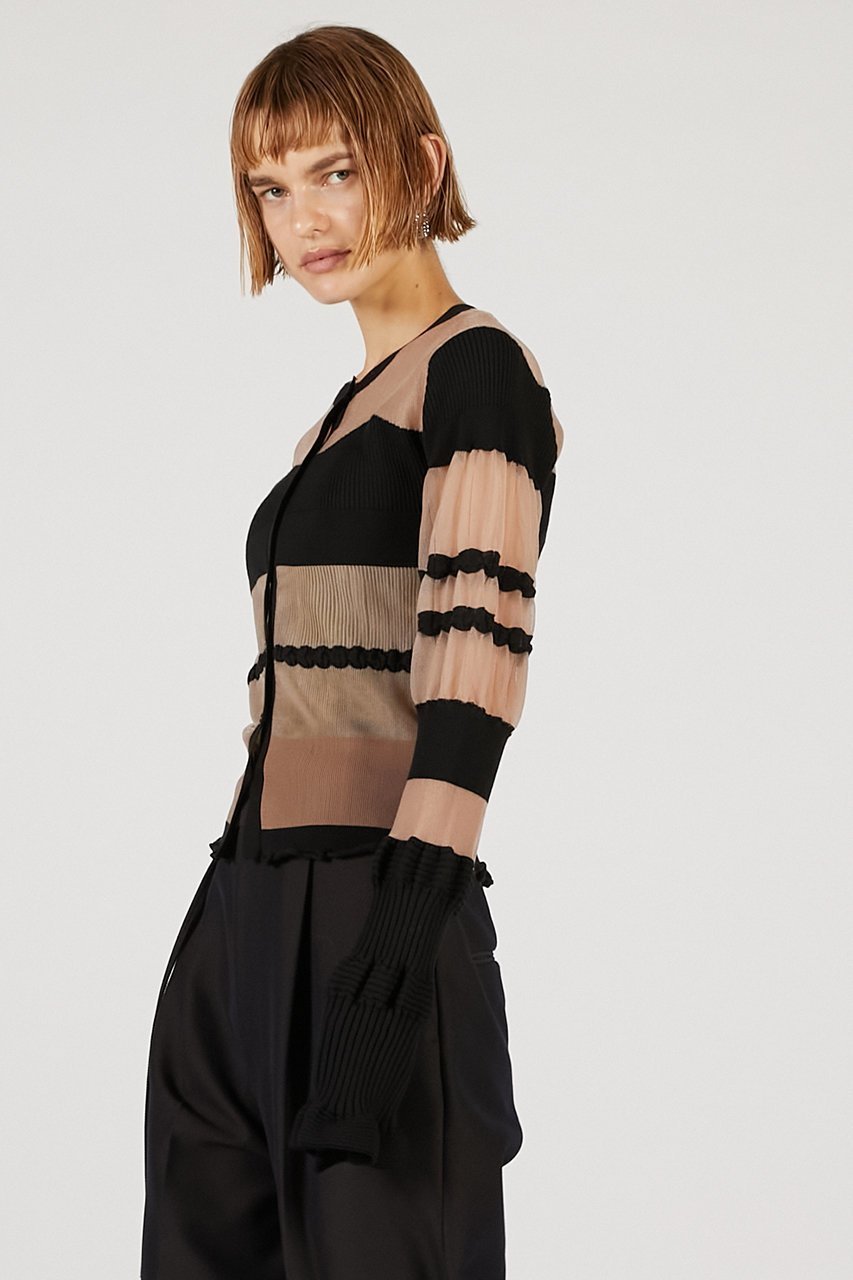 【プランク プロジェクト/PRANK PROJECT】のコントラストボーダーニットトップ / Contrast Border Knit Top 人気、トレンドファッション・服の通販 founy(ファニー) 　ファッション　Fashion　レディースファッション　Fashion for Women　トップス・カットソー　Cut & Sew Tops　ニット　Knit Tops & Sweaters　カジュアルプルオーバー・ニットトップス　Pullovers & Knit Tops / Casual Pullovers　2025年　2025　2025-2026秋冬・A/W　Autumn/Winter 2025–26 AW25–26　ギャザー　Gathered, Ruffled　シアー　Sheer, See-Through　A/W・秋冬　Autumn/Winter　羽織　Haori, Light Jacket　other-8|ID: prp329100004624714 ipo3291000000033216598