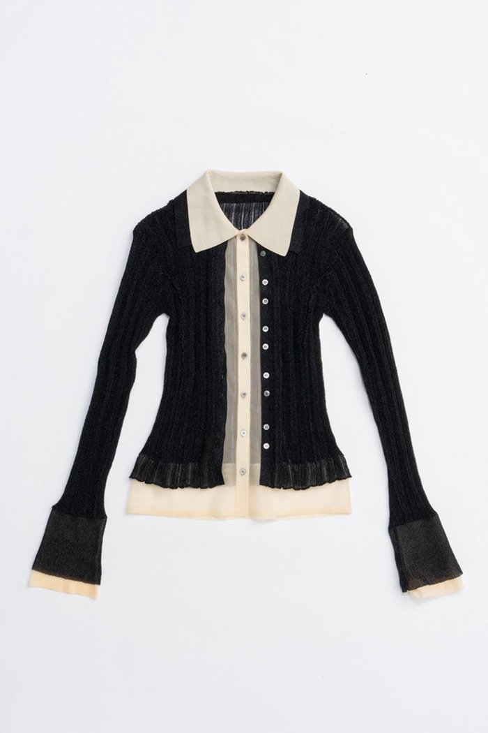 【プランク プロジェクト/PRANK PROJECT】のレイヤードシアーリブスリムニットシャツ / Layered Sheer Ribbed Slim Knit Shirt インテリア・キッズ・メンズ・レディースファッション・服の通販 founy(ファニー) https://founy.com/ ファッション Fashion レディースファッション Fashion for Women トップス・カットソー Cut & Sew Tops ニット Knit Tops & Sweaters カーディガン・羽織り Layered Style Cardigans シャツ・ブラウス・オフィスカジュアル Elegant Blouses & Button-Ups ロングTシャツ・Tシャツ Longline T-Shirts & Tees 2025年 2025 2025-2026秋冬・A/W Autumn/Winter 2025–26 AW25–26 カーディガン Cardigan, Knitwear シアー Sheer, See-Through ボトム Bottoms, Lower Wear A/W・秋冬 Autumn/Winter |ID: prp329100004624716 ipo3291000000033216610