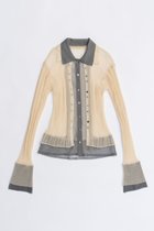 【プランク プロジェクト/PRANK PROJECT】のレイヤードシアーリブスリムニットシャツ / Layered Sheer Ribbed Slim Knit Shirt IVR(アイボリー)|ID: prp329100004624716 ipo3291000000033216612
