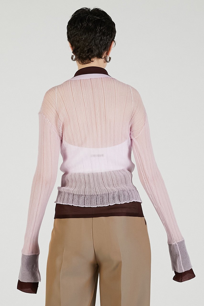 【プランク プロジェクト/PRANK PROJECT】のレイヤードシアーリブスリムニットシャツ / Layered Sheer Ribbed Slim Knit Shirt 人気、トレンドファッション・服の通販 founy(ファニー) 　ファッション　Fashion　レディースファッション　Fashion for Women　トップス・カットソー　Cut & Sew Tops　ニット　Knit Tops & Sweaters　カーディガン・羽織り　Layered Style Cardigans　シャツ・ブラウス・オフィスカジュアル　Elegant Blouses & Button-Ups　ロングTシャツ・Tシャツ　Longline T-Shirts & Tees　2025年　2025　2025-2026秋冬・A/W　Autumn/Winter 2025–26 AW25–26　カーディガン　Cardigan, Knitwear　シアー　Sheer, See-Through　ボトム　Bottoms, Lower Wear　A/W・秋冬　Autumn/Winter　other-5|ID: prp329100004624716 ipo3291000000033216617