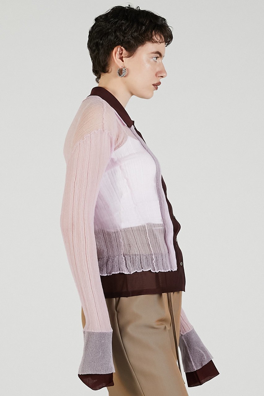 【プランク プロジェクト/PRANK PROJECT】のレイヤードシアーリブスリムニットシャツ / Layered Sheer Ribbed Slim Knit Shirt 人気、トレンドファッション・服の通販 founy(ファニー) 　ファッション　Fashion　レディースファッション　Fashion for Women　トップス・カットソー　Cut & Sew Tops　ニット　Knit Tops & Sweaters　カーディガン・羽織り　Layered Style Cardigans　シャツ・ブラウス・オフィスカジュアル　Elegant Blouses & Button-Ups　ロングTシャツ・Tシャツ　Longline T-Shirts & Tees　2025年　2025　2025-2026秋冬・A/W　Autumn/Winter 2025–26 AW25–26　カーディガン　Cardigan, Knitwear　シアー　Sheer, See-Through　ボトム　Bottoms, Lower Wear　A/W・秋冬　Autumn/Winter　other-6|ID: prp329100004624716 ipo3291000000033216618