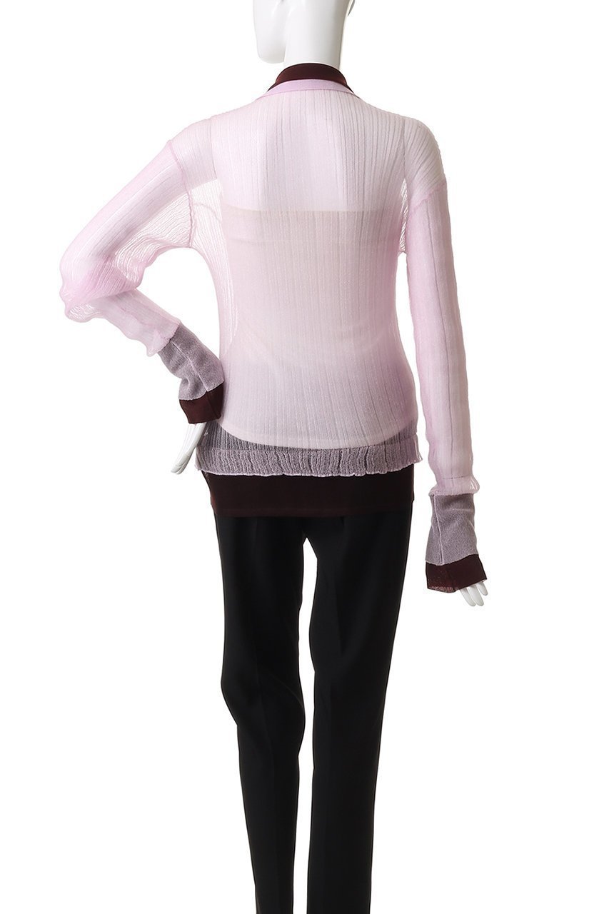 【プランク プロジェクト/PRANK PROJECT】のレイヤードシアーリブスリムニットシャツ / Layered Sheer Ribbed Slim Knit Shirt 人気、トレンドファッション・服の通販 founy(ファニー) ファッション Fashion レディースファッション Fashion for Women トップス・カットソー Cut & Sew Tops ニット Knit Tops & Sweaters カーディガン・羽織り Layered Style Cardigans シャツ・ブラウス・オフィスカジュアル Elegant Blouses & Button-Ups ロングTシャツ・Tシャツ Longline T-Shirts & Tees カーディガン Cardigan, Knitwear シアー Sheer, See-Through ボトム Bottoms, Lower Wear other-6|ID: prp329100004624716 ipo3291000000033487063