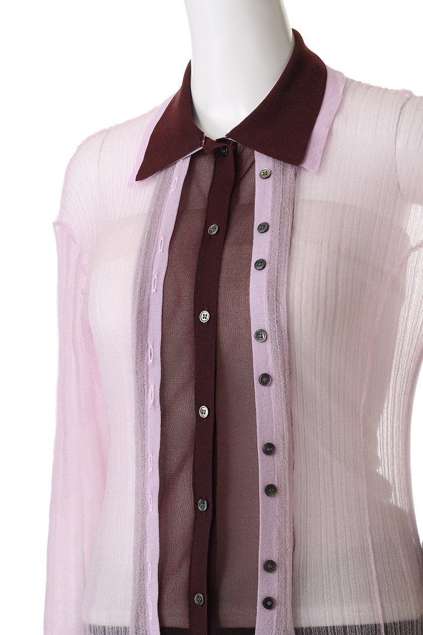 【プランク プロジェクト/PRANK PROJECT】のレイヤードシアーリブスリムニットシャツ / Layered Sheer Ribbed Slim Knit Shirt 人気、トレンドファッション・服の通販 founy(ファニー) ファッション Fashion レディースファッション Fashion for Women トップス・カットソー Cut & Sew Tops ニット Knit Tops & Sweaters カーディガン・羽織り Layered Style Cardigans シャツ・ブラウス・オフィスカジュアル Elegant Blouses & Button-Ups ロングTシャツ・Tシャツ Longline T-Shirts & Tees カーディガン Cardigan, Knitwear シアー Sheer, See-Through ボトム Bottoms, Lower Wear other-7|ID: prp329100004624716 ipo3291000000033487064