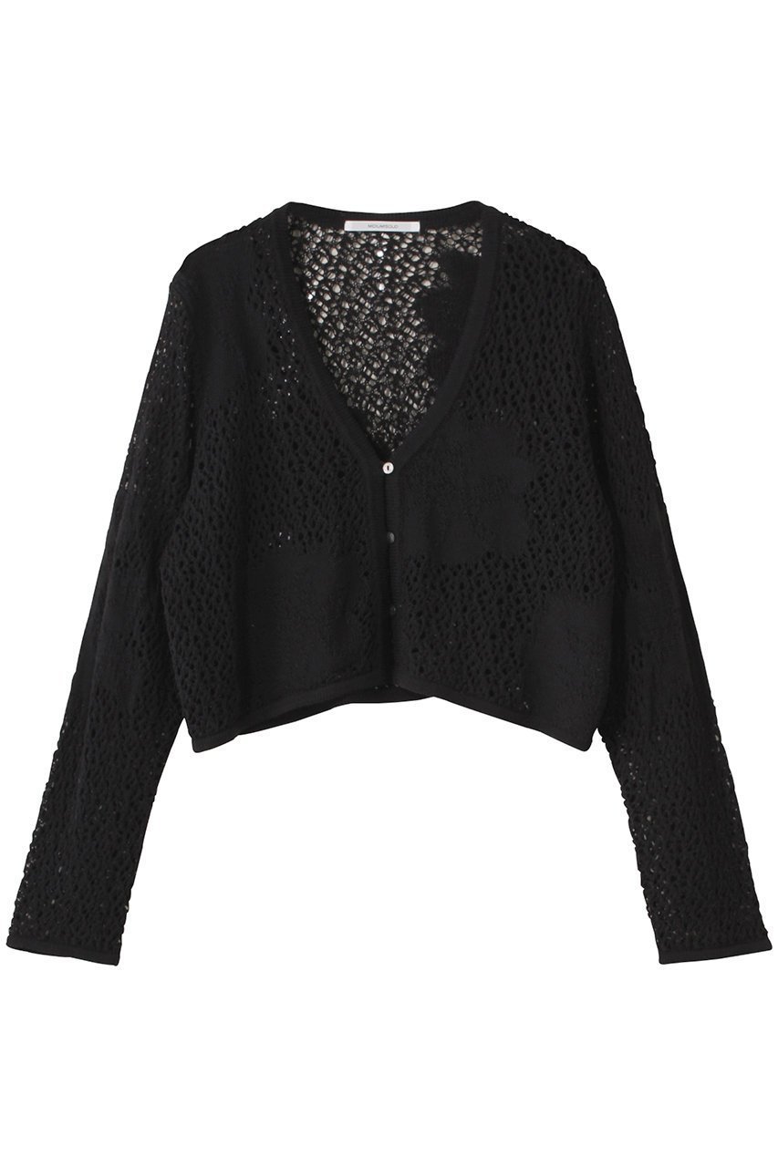 【ミディウミソリッド/MIDIUMISOLID】のレースメッシュカーディガン インテリア・キッズ・メンズ・レディースファッション・服の通販 founy(ファニー) 　ファッション　Fashion　レディースファッション　Fashion for Women　トップス・カットソー　Cut & Sew Tops　ニット　Knit Tops & Sweaters　カーディガン・羽織り　Layered Style Cardigans　カーディガン　Cardigan, Knitwear　ショート　Short, Short Length　シンプル　Simple, Minimal　メッシュ　Mesh, Net Fabric　レース　Lace, Lace Fabric　エレガント 上品　Elegant　black|ID: prp329100004624719 ipo3291000000035903056
