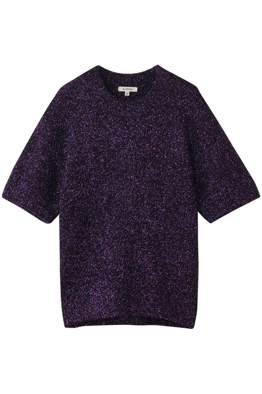 【ブラミンク/BLAMINK】のラメショートスリーブニット インテリア・キッズ・メンズ・レディースファッション・服の通販 founy(ファニー) 　ファッション　Fashion　レディースファッション　Fashion for Women　トップス・カットソー　Cut & Sew Tops　ニット　Knit Tops & Sweaters　カジュアルプルオーバー・ニットトップス　Pullovers & Knit Tops / Casual Pullovers　2025年　2025　2025-2026秋冬・A/W　Autumn/Winter 2025–26 AW25–26　リュクス　Luxury, Elegant, High-End, Chic　A/W・秋冬　Autumn/Winter　パープル|ID: prp329100004624723 ipo3291000000033216668