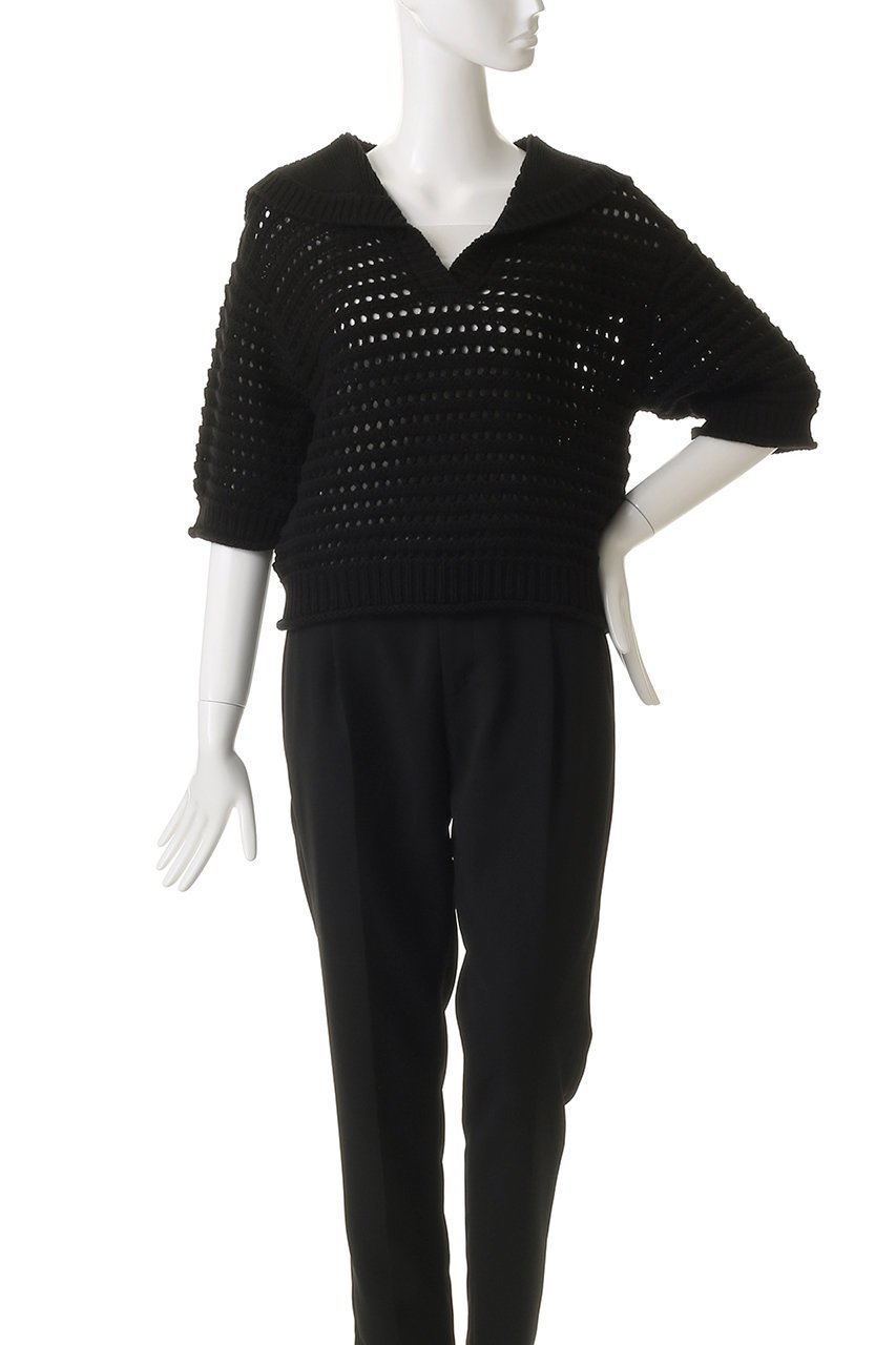 【ランバン オン ブルー/LANVIN en Bleu】のアイレットセーラーカラーニット 人気、トレンドファッション・服の通販 founy(ファニー) 　ファッション　Fashion　レディースファッション　Fashion for Women　トップス・カットソー　Cut & Sew Tops　ニット　Knit Tops & Sweaters　カジュアルプルオーバー・ニットトップス　Pullovers & Knit Tops / Casual Pullovers　アイレット　Eyelet Lace　インナー　Innerwear　トレンド　Trend, Trending Now　透かし　Cut-Out, Lacework　other-2|ID: prp329100004624724 ipo3291000000036181374