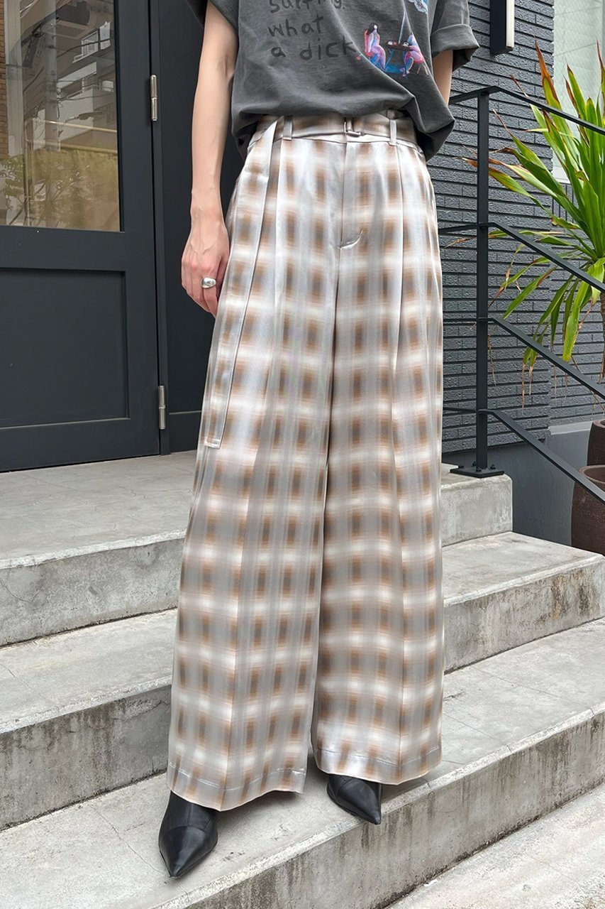 【スタニングルアー/STUNNING LURE】のrベルテッドチェックワイドパンツ 人気、トレンドファッション・服の通販 founy(ファニー) 　ファッション　Fashion　レディースファッション　Fashion for Women　パンツ　Pants & Trousers　エレガント 上品　Elegant　サテン　Satin, Glossy Fabric　チェック　Check, Plaid, Tartan　ヨーク　Yoke, Yoke Design　リラックス　Relax, Relaxed Fit　ワイド　Wide, Wide Fit　新作・新入荷　New Arrivals / New In　other-6|ID: prp329100004624732 ipo3291000000033216736