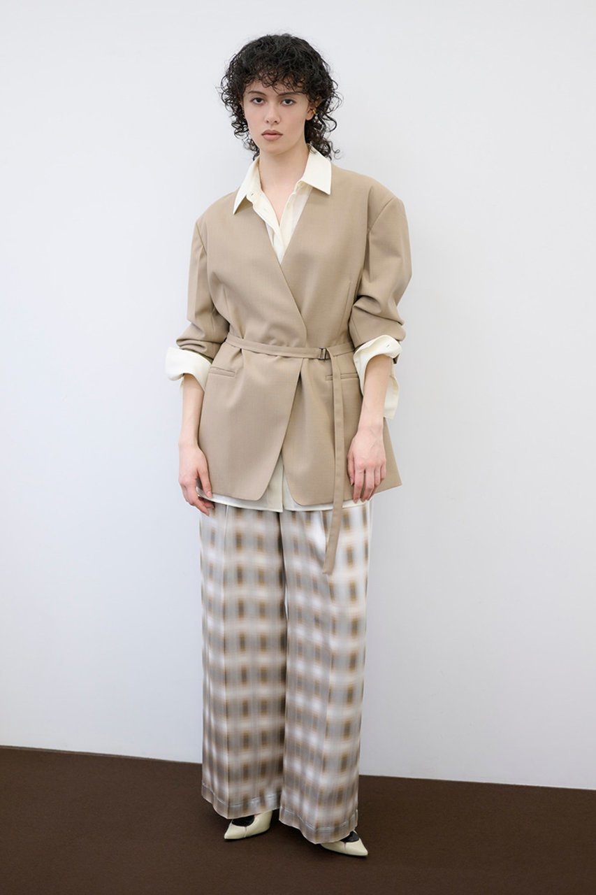 【スタニングルアー/STUNNING LURE】のrベルテッドチェックワイドパンツ 人気、トレンドファッション・服の通販 founy(ファニー) 　ファッション　Fashion　レディースファッション　Fashion for Women　パンツ　Pants & Trousers　エレガント 上品　Elegant　サテン　Satin, Glossy Fabric　チェック　Check, Plaid, Tartan　ヨーク　Yoke, Yoke Design　リラックス　Relax, Relaxed Fit　ワイド　Wide, Wide Fit　新作・新入荷　New Arrivals / New In　other-7|ID: prp329100004624732 ipo3291000000033216737