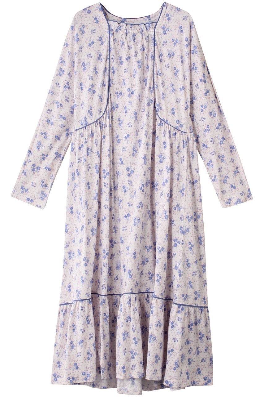【キッドブルー/KID BLUE】のピンドットフラワーNナイティ インテリア・キッズ・メンズ・レディースファッション・服の通販 founy(ファニー) 　ファッション　Fashion　レディースファッション　Fashion for Women　2025年　2025　2025-2026秋冬・A/W　Autumn/Winter 2025–26 AW25–26　おすすめ　Recommended / Our Picks　ギャザー　Gathered, Ruffled　ドット　Polka Dot, Dot Pattern　パイピング　Piping, Trim Design　パジャマ　Pajamas, Sleepwear　フェミニン　Feminine, Girly　リラックス　Relax, Relaxed Fit　エレガント 上品　Elegant　A/W・秋冬　Autumn/Winter　ブルー|ID: prp329100004624736 ipo3291000000033216803
