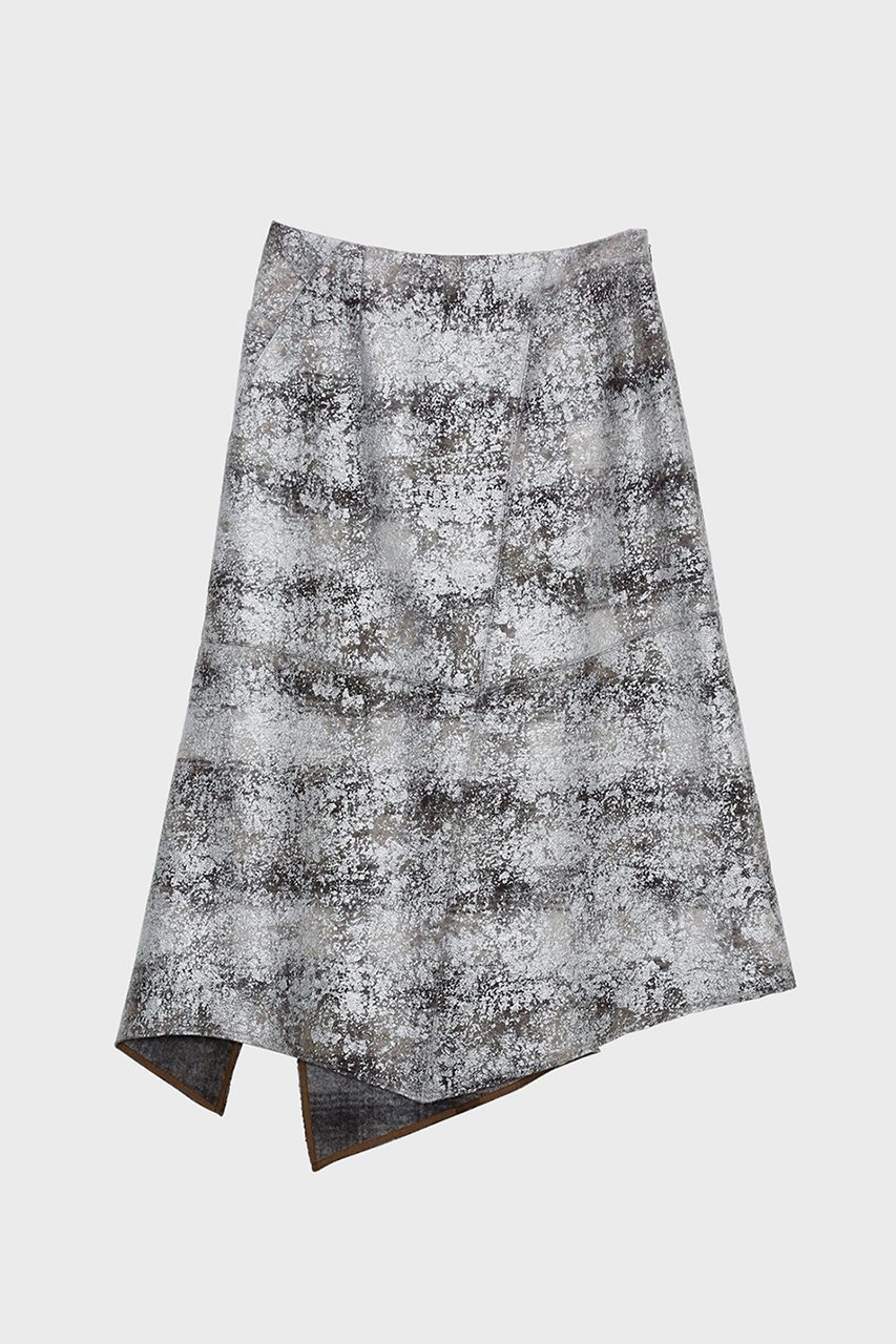【スタニングルアー/STUNNING LURE】のrホイルチェックイレギュラーヘムスカート 人気、トレンドファッション・服の通販 founy(ファニー) 　ファッション　Fashion　レディースファッション　Fashion for Women　スカート　Skirts　ロングスカート　Long Skirts / Maxi & Midi Skirts　シルバー　Silver, Metallic Silver　スリット　Slit, Slit Detail　セットアップ　Set-Up, Coordinated Outfit　チェック　Check, Plaid, Tartan　プリント　Print, Printed Pattern　ベスト　Vest, Waistcoat　ロング　Long, Long-Length　other-2|ID: prp329100004624741 ipo3291000000033662182