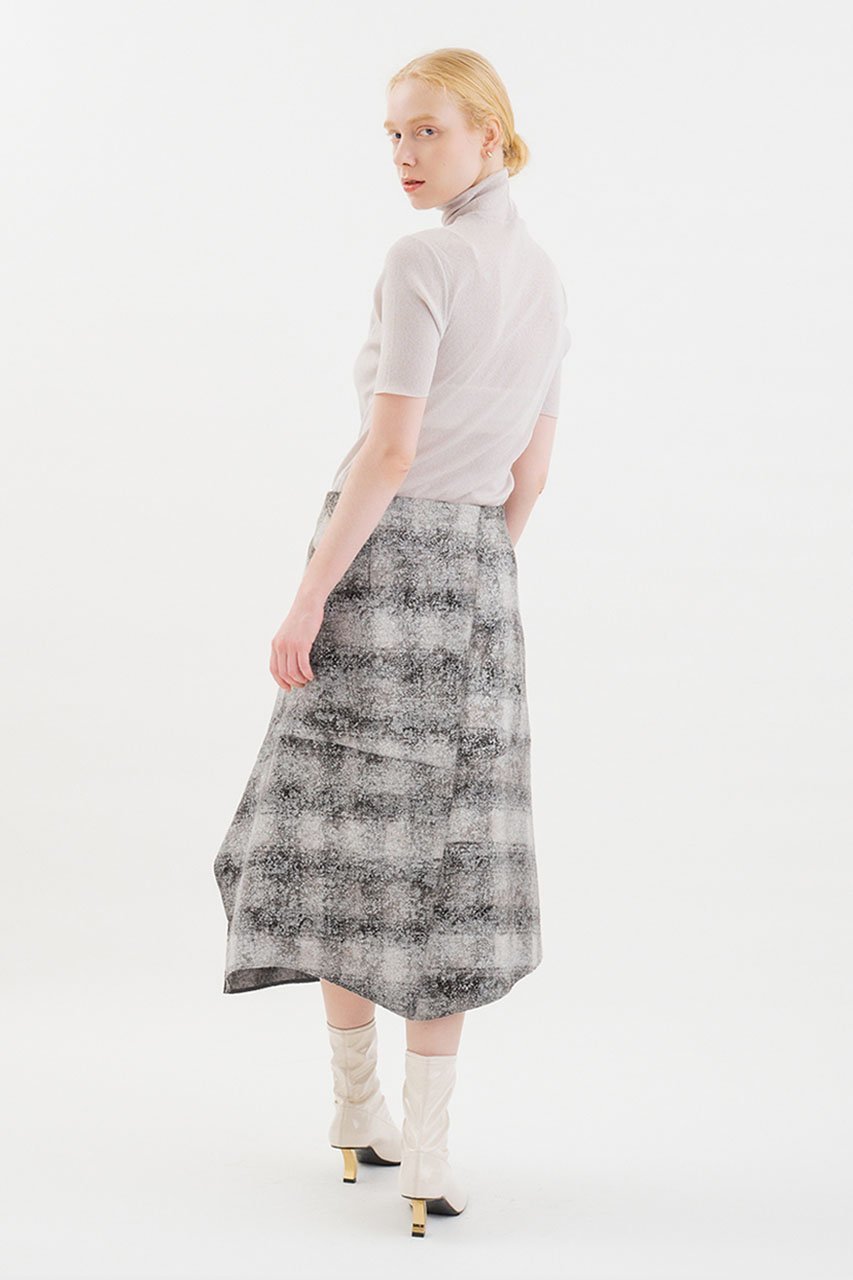 【スタニングルアー/STUNNING LURE】のrホイルチェックイレギュラーヘムスカート 人気、トレンドファッション・服の通販 founy(ファニー) 　ファッション　Fashion　レディースファッション　Fashion for Women　スカート　Skirts　ロングスカート　Long Skirts / Maxi & Midi Skirts　シルバー　Silver, Metallic Silver　スリット　Slit, Slit Detail　セットアップ　Set-Up, Coordinated Outfit　チェック　Check, Plaid, Tartan　プリント　Print, Printed Pattern　ベスト　Vest, Waistcoat　ロング　Long, Long-Length　other-8|ID: prp329100004624741 ipo3291000000033788130