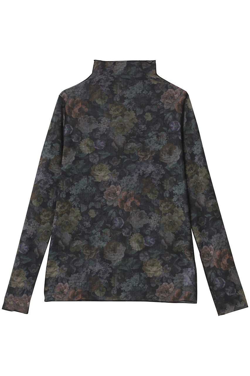 【ルール ロジェット/leur logette】のフォレストフラワープリントチュールトップス インテリア・キッズ・メンズ・レディースファッション・服の通販 founy(ファニー) 　ファッション　Fashion　レディースファッション　Fashion for Women　トップス・カットソー　Cut & Sew Tops　シャツ・ブラウス・オフィスカジュアル　Elegant Blouses & Button-Ups　ロングTシャツ・Tシャツ　Longline T-Shirts & Tees　カットソー・ベーシックTシャツ　Cut-and-Sewn Tops / Stretch Tees & Basics　花柄・フラワープリント・モチーフ　Floral Prints & Motifs / Flower Pattern Tops　2025年　2025　2025-2026秋冬・A/W　Autumn/Winter 2025–26 AW25–26　インナー　Innerwear　ストレッチ　Stretch, Stretchy Fabric　スリーブ　Sleeve, Long Sleeve / Short Sleeve　チュール　Tulip, Tulip Motif　ボトルネック　Bottle Neck, Mock Neck　メッシュ　Mesh, Net Fabric　ロング　Long, Long-Length　A/W・秋冬　Autumn/Winter　ブラック|ID: prp329100004625407 ipo3291000000033230002