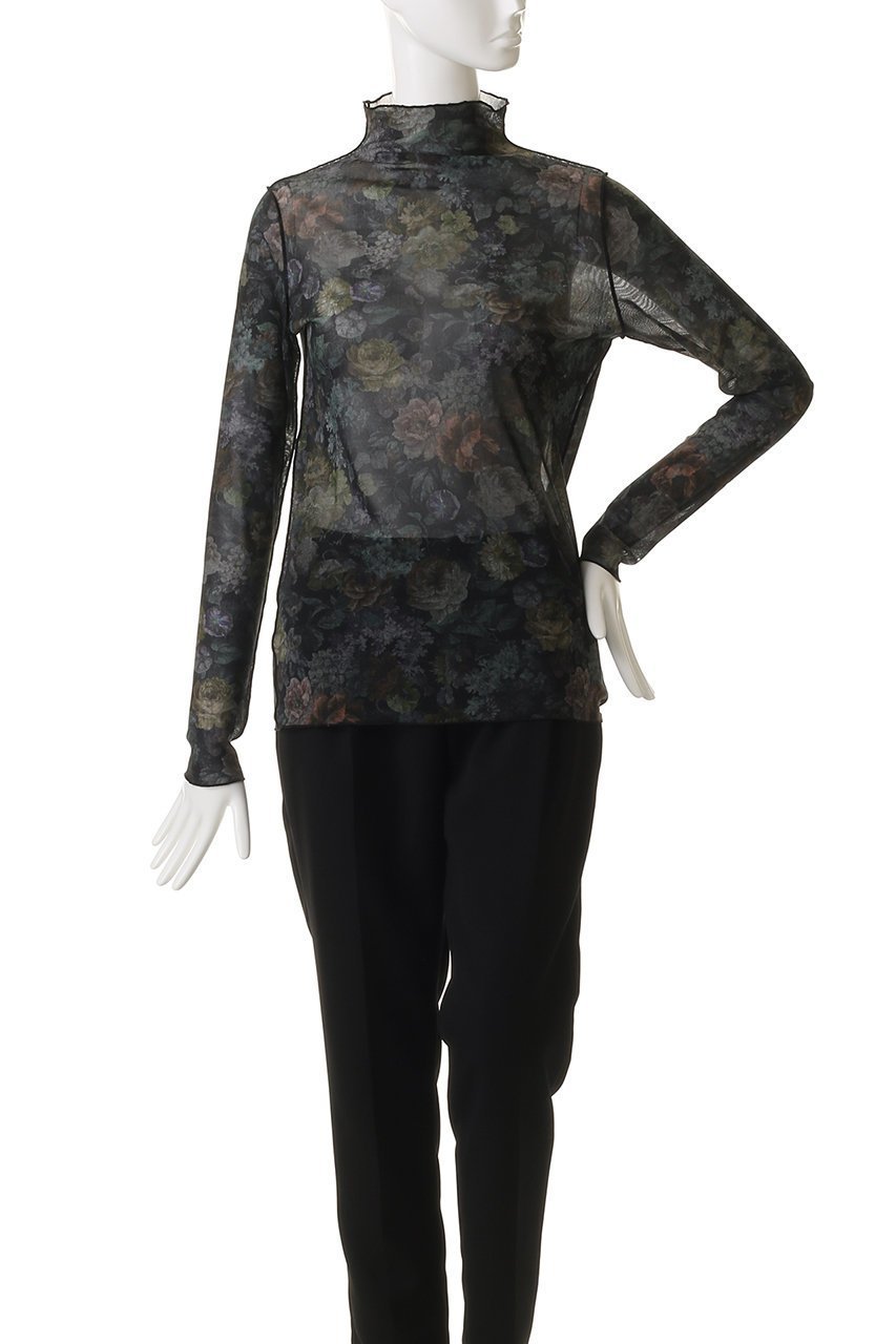 【ルール ロジェット/leur logette】のフォレストフラワープリントチュールトップス 人気、トレンドファッション・服の通販 founy(ファニー) ファッション Fashion レディースファッション Fashion for Women トップス・カットソー Cut & Sew Tops シャツ・ブラウス・オフィスカジュアル Elegant Blouses & Button-Ups ロングTシャツ・Tシャツ Longline T-Shirts & Tees カットソー・ベーシックTシャツ Cut-and-Sewn Tops / Stretch Tees & Basics 花柄・フラワープリント・モチーフ Floral Prints & Motifs / Flower Pattern Tops インナー Innerwear ストレッチ Stretch, Stretchy Fabric スリーブ Sleeve, Long Sleeve / Short Sleeve チュール Tulip, Tulip Motif ボトルネック Bottle Neck, Mock Neck メッシュ Mesh, Net Fabric ロング Long, Long-Length other-2|ID: prp329100004625407 ipo3291000000034853999