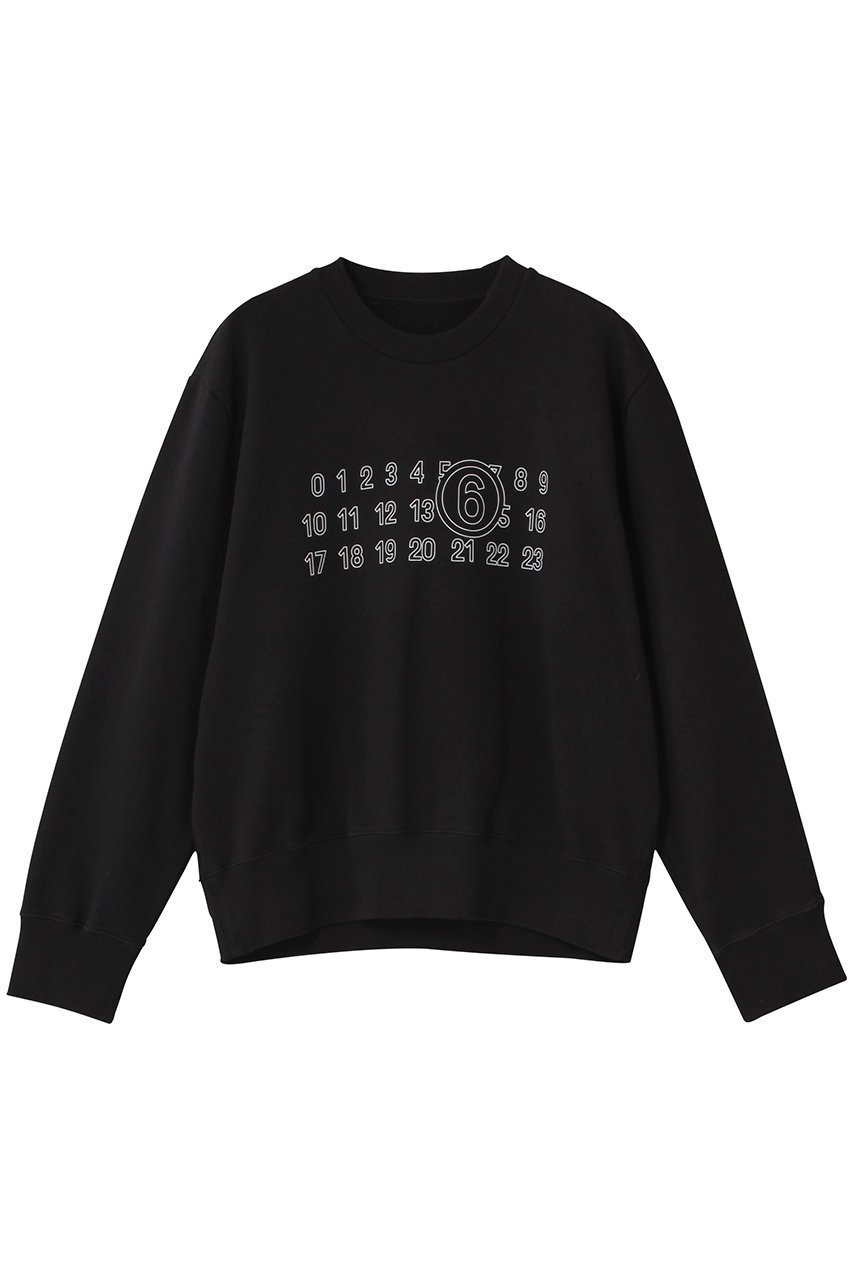 【エムエム6 メゾン マルタン マルジェラ/MM6 Maison Martin Margiela】のロゴ スウェットシャツ インテリア・キッズ・メンズ・レディースファッション・服の通販 founy(ファニー) 　ファッション　Fashion　レディースファッション　Fashion for Women　トップス・カットソー　Cut & Sew Tops　シャツ・ブラウス・オフィスカジュアル　Elegant Blouses & Button-Ups　レディースパーカー・カジュアルフーディー　Casual Hoodies & Sweatshirts　ロングTシャツ・Tシャツ　Longline T-Shirts & Tees　スウェット・クルーネックトップス　Sweatshirts & Crewnecks / Relaxed Fit Sweat Tops　カットソー・ベーシックTシャツ　Cut-and-Sewn Tops / Stretch Tees & Basics　2025年　2025　2025-2026秋冬・A/W　Autumn/Winter 2025–26 AW25–26　スタイリッシュ　Stylish, Fashionable　スタンダード　Standard, Basic　ロング　Long, Long-Length　定番　Standard, Basic Item　A/W・秋冬　Autumn/Winter　ブラック|ID: prp329100004625409 ipo3291000000033230015