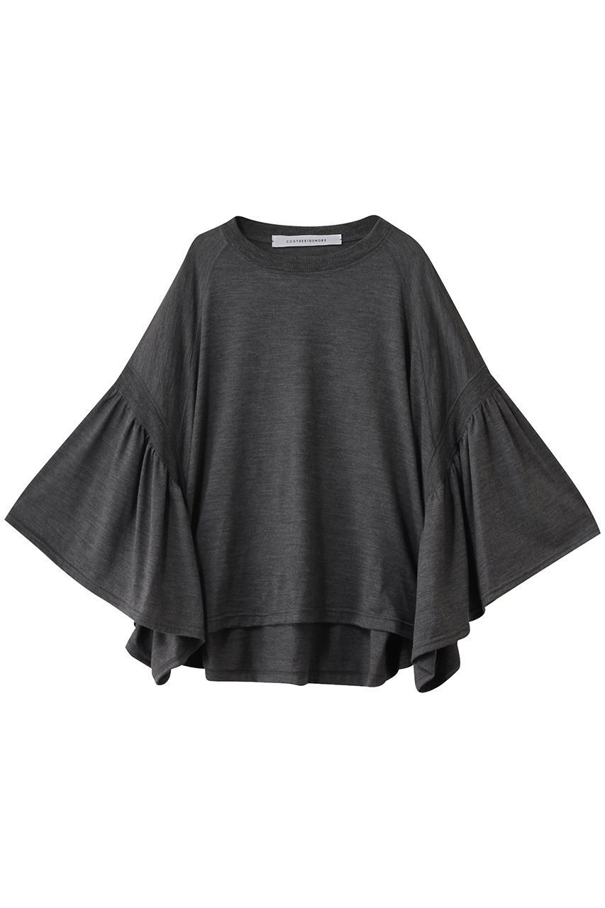 【コグ ザビッグスモーク/COGTHEBIGSMOKE】の【8/1 0:00販売開始】39 LAURA GATHERED SLV TOP インテリア・キッズ・メンズ・レディースファッション・服の通販 founy(ファニー) 　ファッション　Fashion　レディースファッション　Fashion for Women　トップス・カットソー　Cut & Sew Tops　シャツ・ブラウス・オフィスカジュアル　Elegant Blouses & Button-Ups　ロングTシャツ・Tシャツ　Longline T-Shirts & Tees　カットソー・ベーシックTシャツ　Cut-and-Sewn Tops / Stretch Tees & Basics　2025年　2025　2025-2026秋冬・A/W　Autumn/Winter 2025–26 AW25–26　ギャザー　Gathered, Ruffled　コンパクト　Compact, Small Size　ストレッチ　Stretch, Stretchy Fabric　スリーブ　Sleeve, Long Sleeve / Short Sleeve　フェミニン　Feminine, Girly　ロング　Long, Long-Length　A/W・秋冬　Autumn/Winter　ダークグレー|ID: prp329100004625423 ipo3291000000033230160