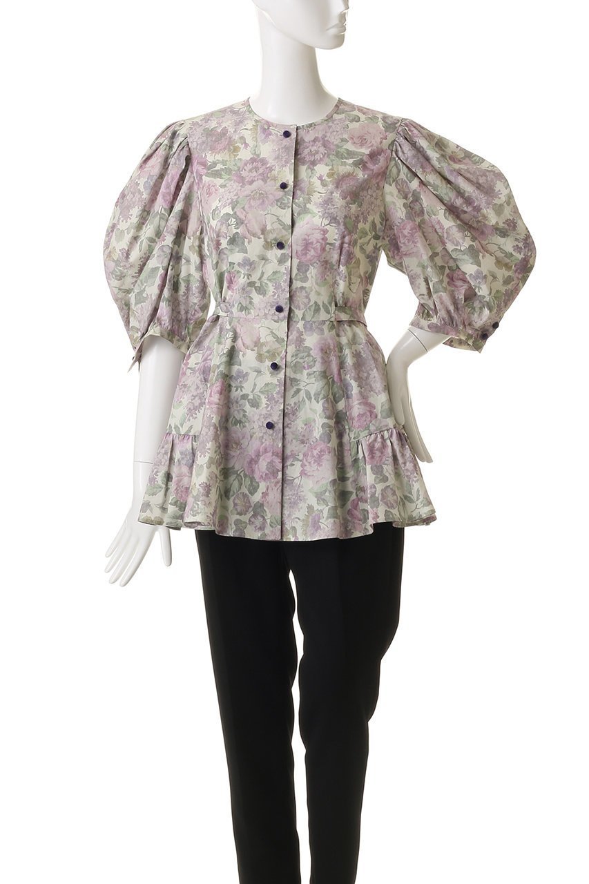 【ルール ロジェット/leur logette】のフォレストフラワープリントコットンブラウス 人気、トレンドファッション・服の通販 founy(ファニー) 　ファッション　Fashion　レディースファッション　Fashion for Women　トップス・カットソー　Cut & Sew Tops　シャツ・ブラウス・オフィスカジュアル　Elegant Blouses & Button-Ups　花柄・フラワープリント・モチーフ　Floral Prints & Motifs / Flower Pattern Tops　2025年　2025　2025-2026秋冬・A/W　Autumn/Winter 2025–26 AW25–26　クラシカル　Classical, Vintage-Inspired　シェイプ　Shape, Slim Fit　ショート　Short, Short Length　スリーブ　Sleeve, Long Sleeve / Short Sleeve　フラワー　Flower, Floral　プリント　Print, Printed Pattern　A/W・秋冬　Autumn/Winter　other-2|ID: prp329100004625437 ipo3291000000033230299