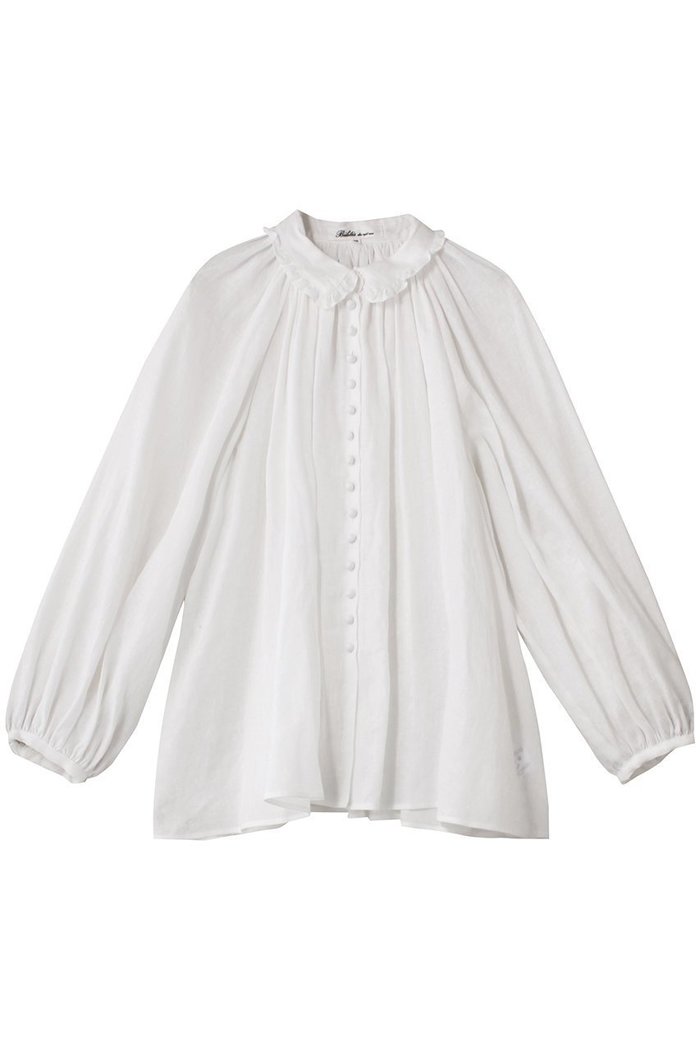 【ビリティス ディセッタン/Bilitis dix-sept ans】のリネンギャザーブラウス インテリア・キッズ・メンズ・レディースファッション・服の通販 founy(ファニー) https://founy.com/ ファッション Fashion レディースファッション Fashion for Women トップス・カットソー Cut & Sew Tops シャツ・ブラウス・オフィスカジュアル Elegant Blouses & Button-Ups ギャザー Gathered, Ruffled スリーブ Sleeve, Long Sleeve / Short Sleeve デニム Denim, Jeans Material フェミニン Feminine, Girly フォルム Silhouette, Form ボトム Bottoms, Lower Wear リネン Linen, Linen Fabric リラックス Relax, Relaxed Fit ロング Long, Long-Length エレガント 上品 Elegant |ID: prp329100004625439 ipo3291000000033230313