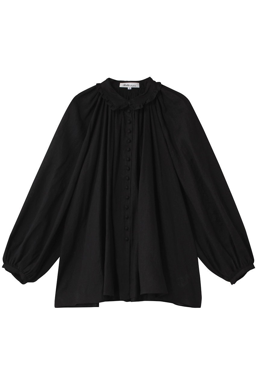 【ビリティス ディセッタン/Bilitis dix-sept ans】のリネンギャザーブラウス インテリア・キッズ・メンズ・レディースファッション・服の通販 founy(ファニー) 　ファッション　Fashion　レディースファッション　Fashion for Women　トップス・カットソー　Cut & Sew Tops　シャツ・ブラウス・オフィスカジュアル　Elegant Blouses & Button-Ups　2025年　2025　2025-2026秋冬・A/W　Autumn/Winter 2025–26 AW25–26　ギャザー　Gathered, Ruffled　スリーブ　Sleeve, Long Sleeve / Short Sleeve　デニム　Denim, Jeans Material　フェミニン　Feminine, Girly　フォルム　Silhouette, Form　ボトム　Bottoms, Lower Wear　リネン　Linen, Linen Fabric　リラックス　Relax, Relaxed Fit　ロング　Long, Long-Length　エレガント 上品　Elegant　A/W・秋冬　Autumn/Winter　ブラック|ID: prp329100004625439 ipo3291000000033230315