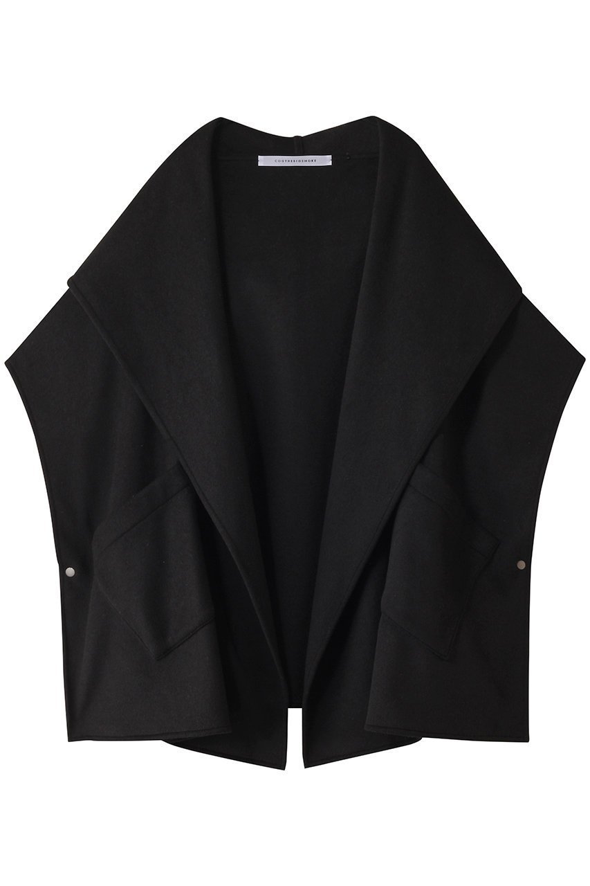 【コグ ザビッグスモーク/COGTHEBIGSMOKE】の【8/1 0:00販売開始】15 GITTY HOODED CAPE インテリア・キッズ・メンズ・レディースファッション・服の通販 founy(ファニー) 　ファッション　Fashion　レディースファッション　Fashion for Women　アウター　Coat / Outerwear Collection　コート・ロングコート・ピーコート　Long Coats, Peacoats & More　2025年　2025　2025-2026秋冬・A/W　Autumn/Winter 2025–26 AW25–26　エレガント 上品　Elegant　ショート　Short, Short Length　ショール　Shawl, Wrap　シンプル　Simple, Minimal　ドット　Polka Dot, Dot Pattern　パターン　Pattern, Design Print　ポケット　Pocket, Pocket Detail　ポンチョ　Poncho, Cape Style　A/W・秋冬　Autumn/Winter　ブラック|ID: prp329100004625446 ipo3291000000033230378